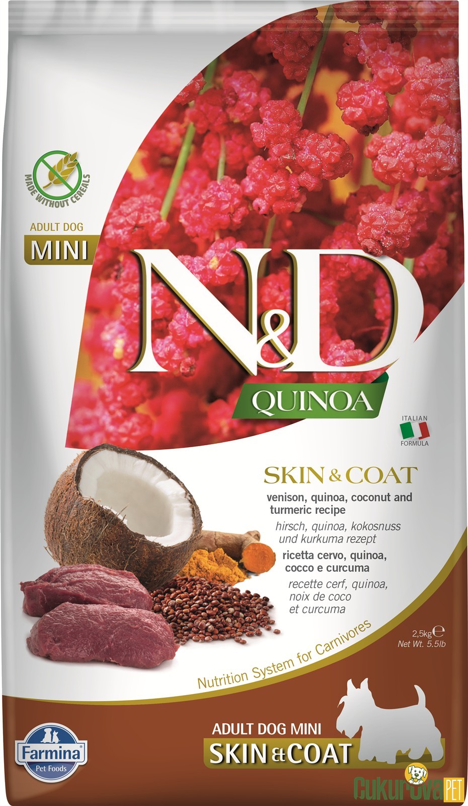 N&D Quinoa Skin&Coat Geyikli Ve Hindistancevizli Yetişkin Köpek Maması 2.5 Kg