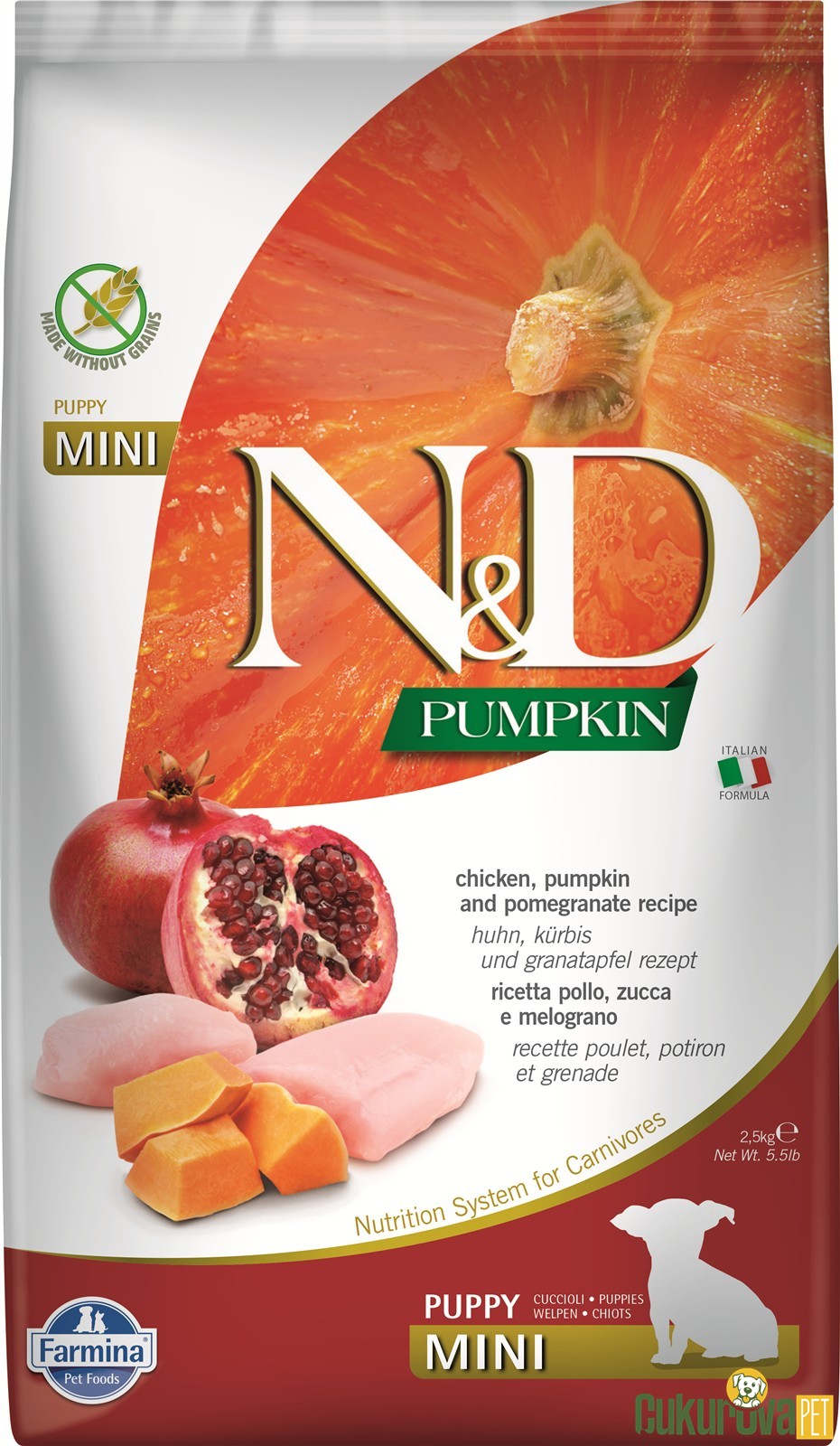N&D Pumpkin Puppy Mini Tavuklu Narlı Ve Balkabaklı Yavru Köpek Maması 2.5 Kg
