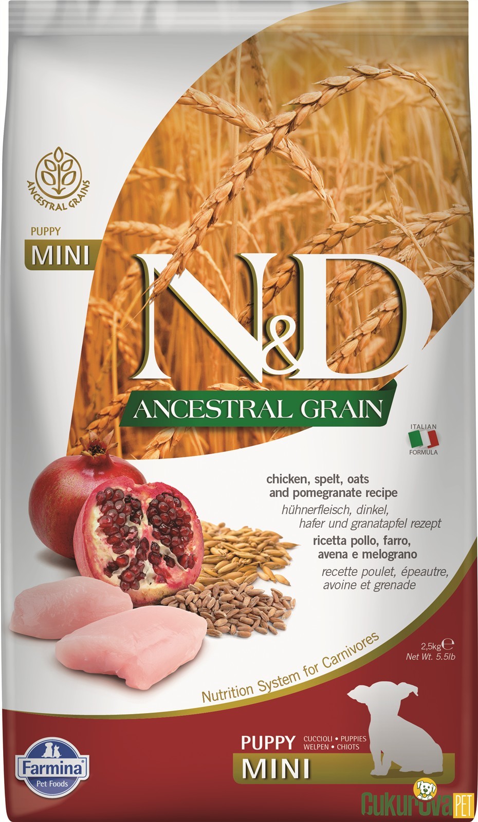 N&D Ancastral Grain Puppy Mini Tavuklu Ve Narlı Yavru Köpek Maması 2.5 Kg