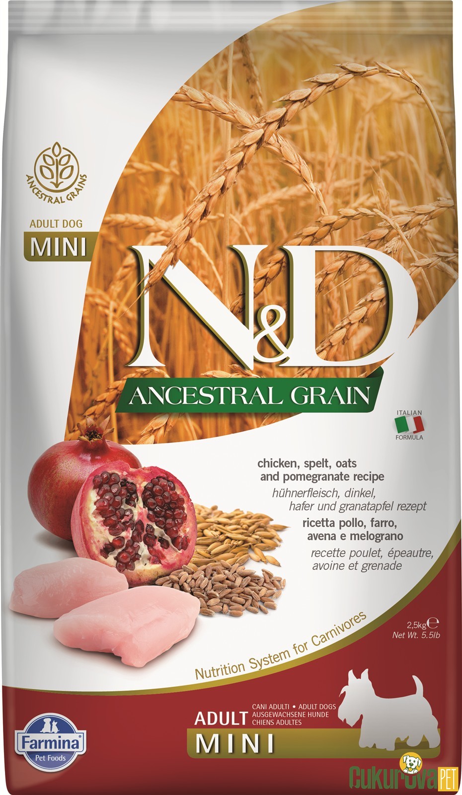 N&D Ancestral Grain Adult Mini Tavuklu Ve Narlı Yetişkin Köpek Maması 2.5 Kg