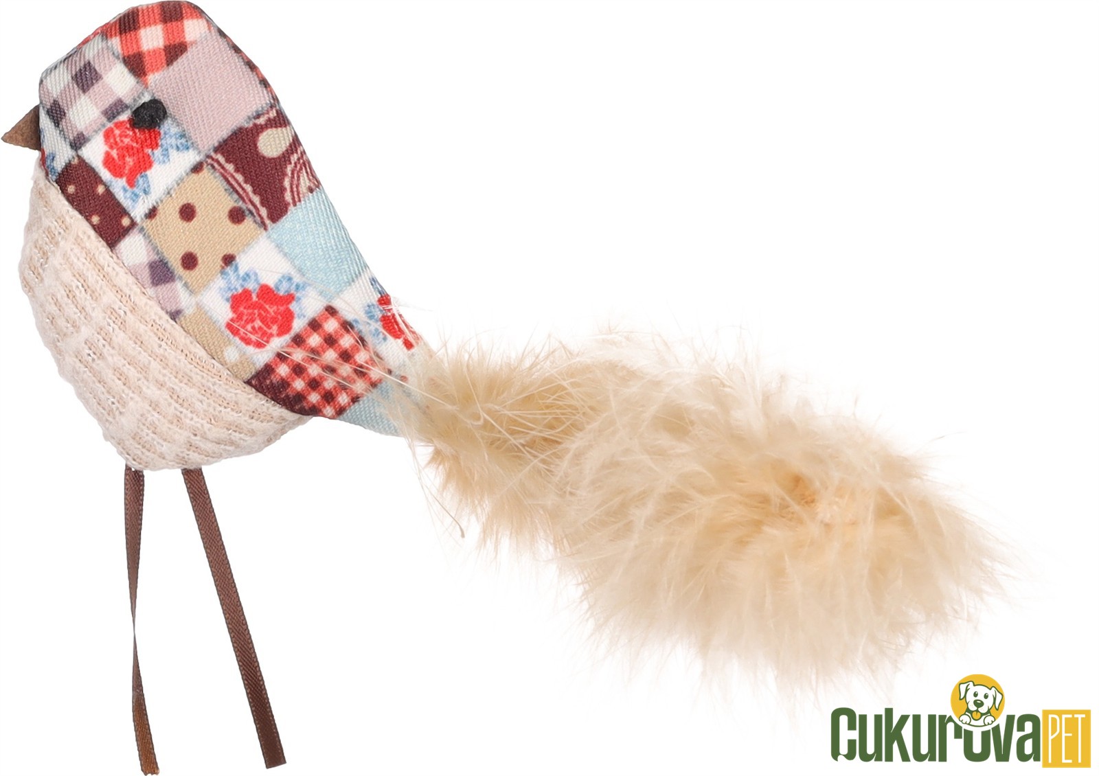 Flamingo Vinta Catnipli Tüylü Hışırtılı Kuş Kedi Otlu Kedi Oyuncağı 18 Cm