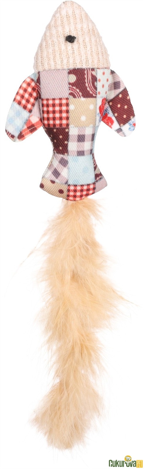 Flamingo Vinta Catnipli Tüylü Hışırtılı Balık Kedi Otlu Kedi Oyuncağı 22 Cm