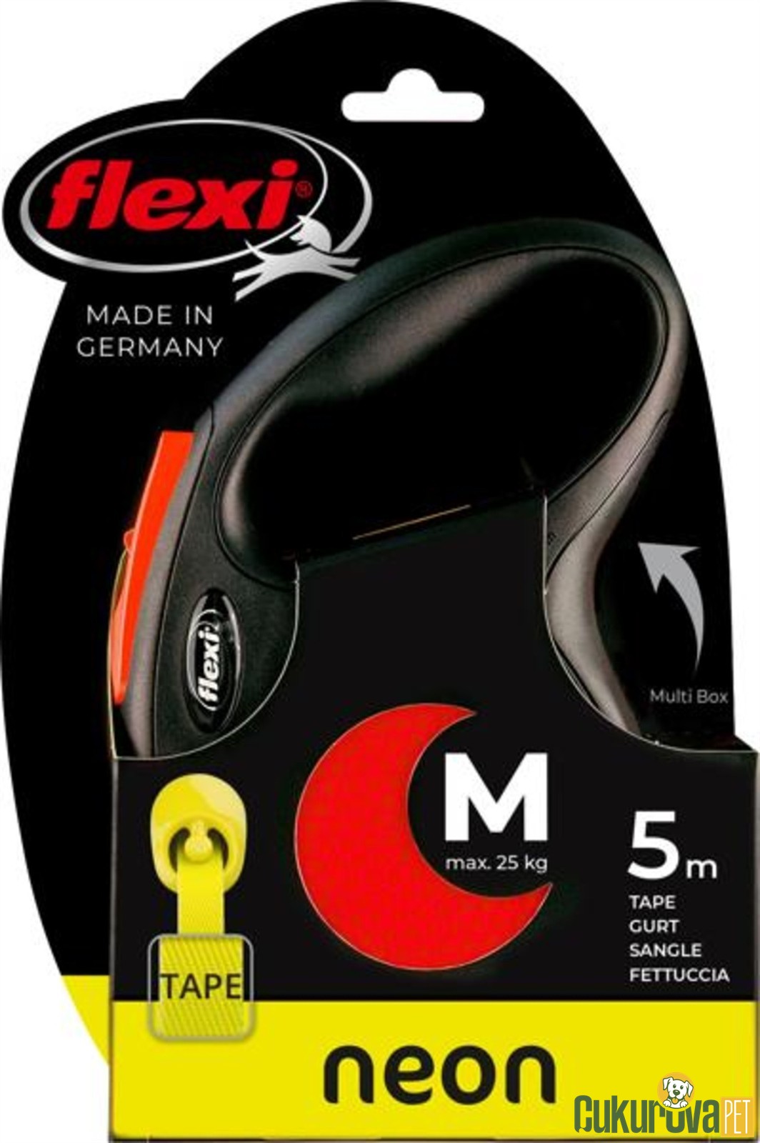 Flexi New Neon Şerit Köpek Otomatik Gezdirme Kayışı Turuncu M - 5 M