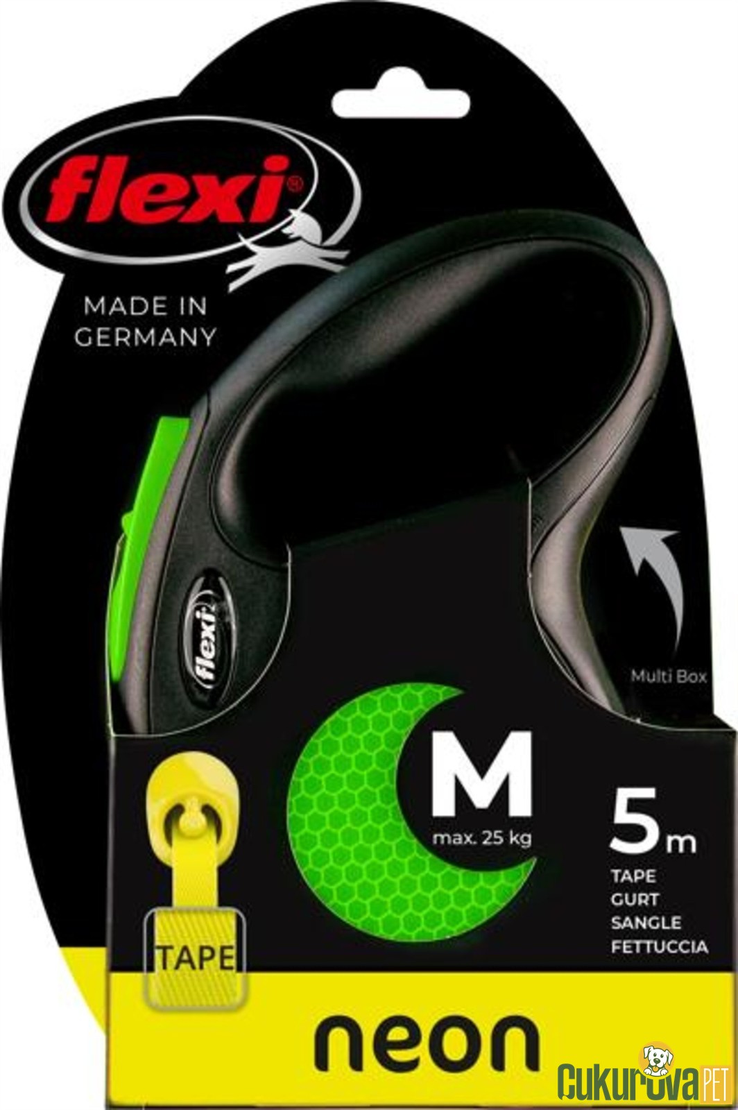 Flexi New Neon Otomatik Şerit Otomatik Köpek Gezdirme Kayışı Yeşil M - 5 M