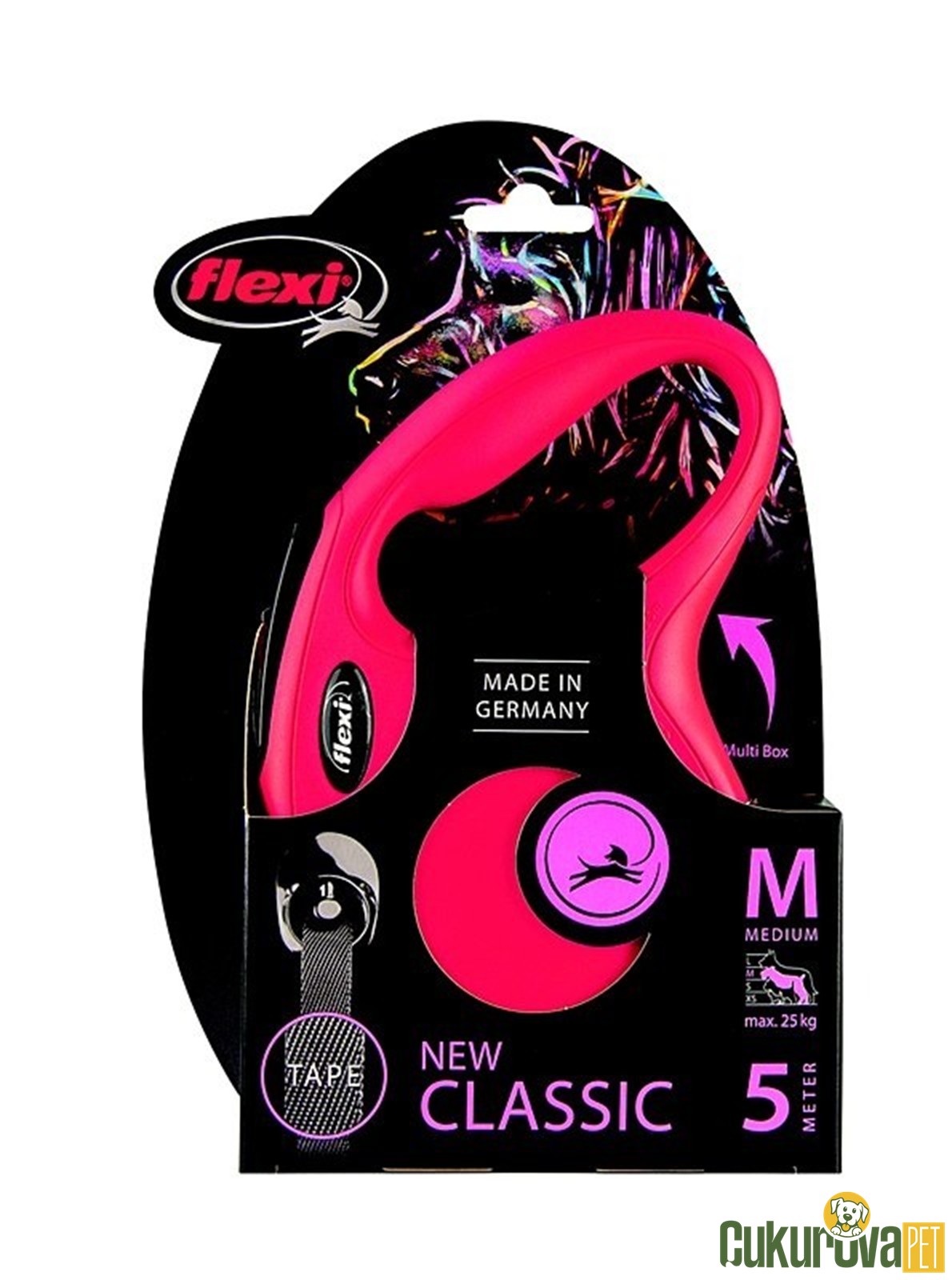 Flexi New Classic Otomatik Şerit Köpek Gezdirme Kayışı Kırmızı M - 5 M