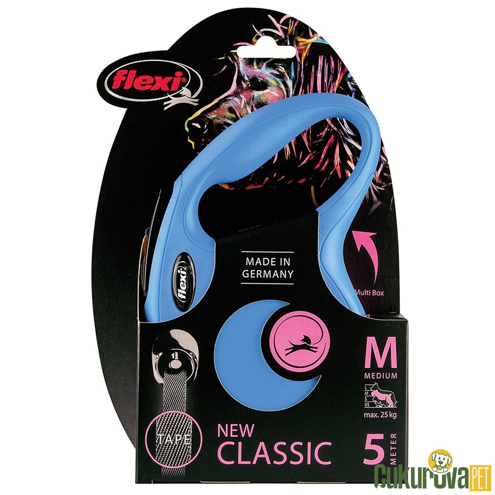 Flexi New Classic Otomatik Şerit Gezdirme Kayışı Mavi - 5 M