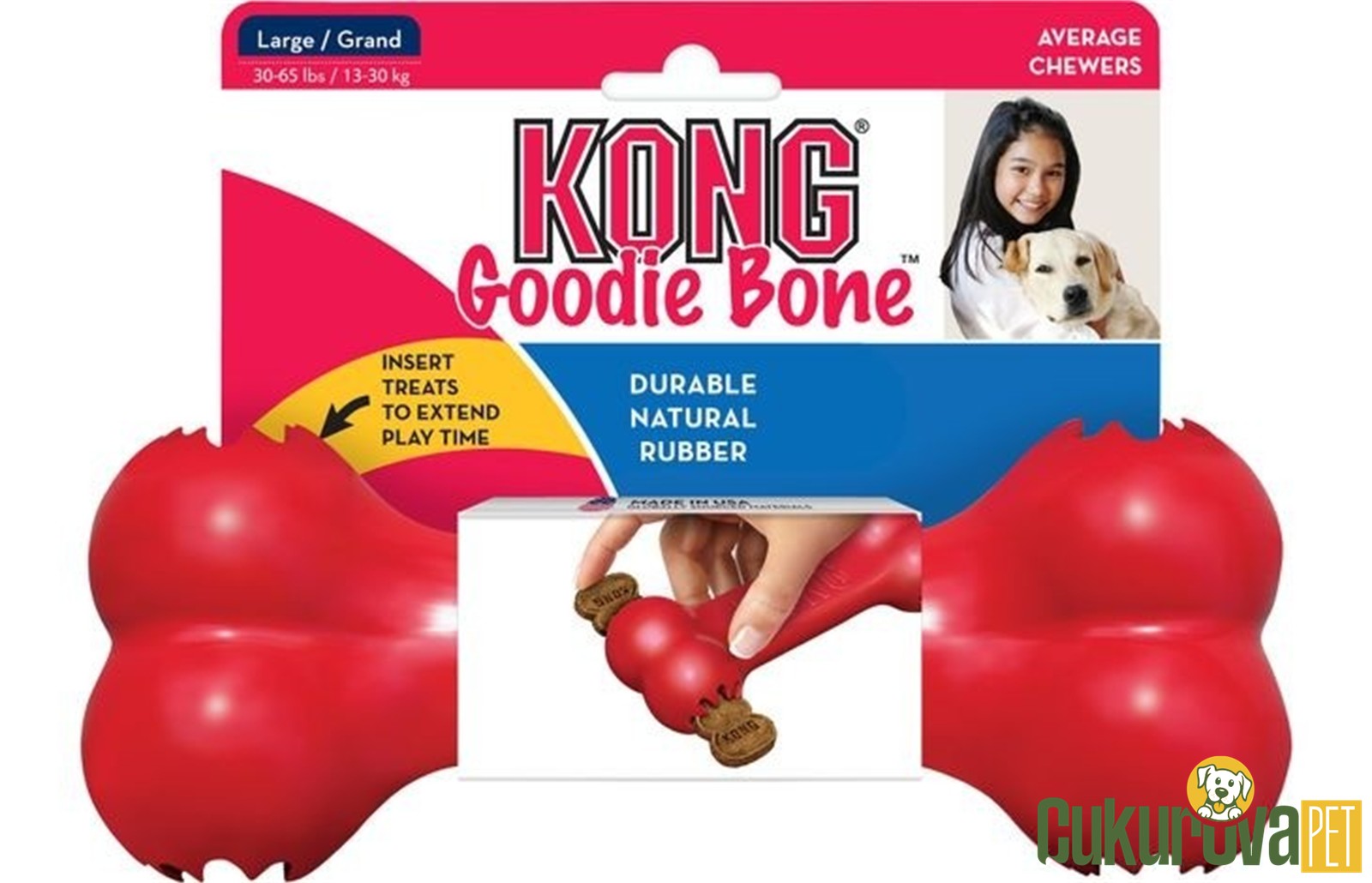 Kong Goodie Bone Ödül Hazneli Kauçuk Köpek Oyuncağı L - 22 Cm