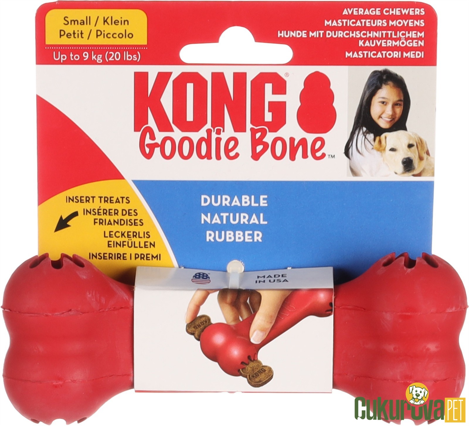 Kong Goodie Bone Sert Kauçuk Köpek Oyuncağı S - 13 Cm