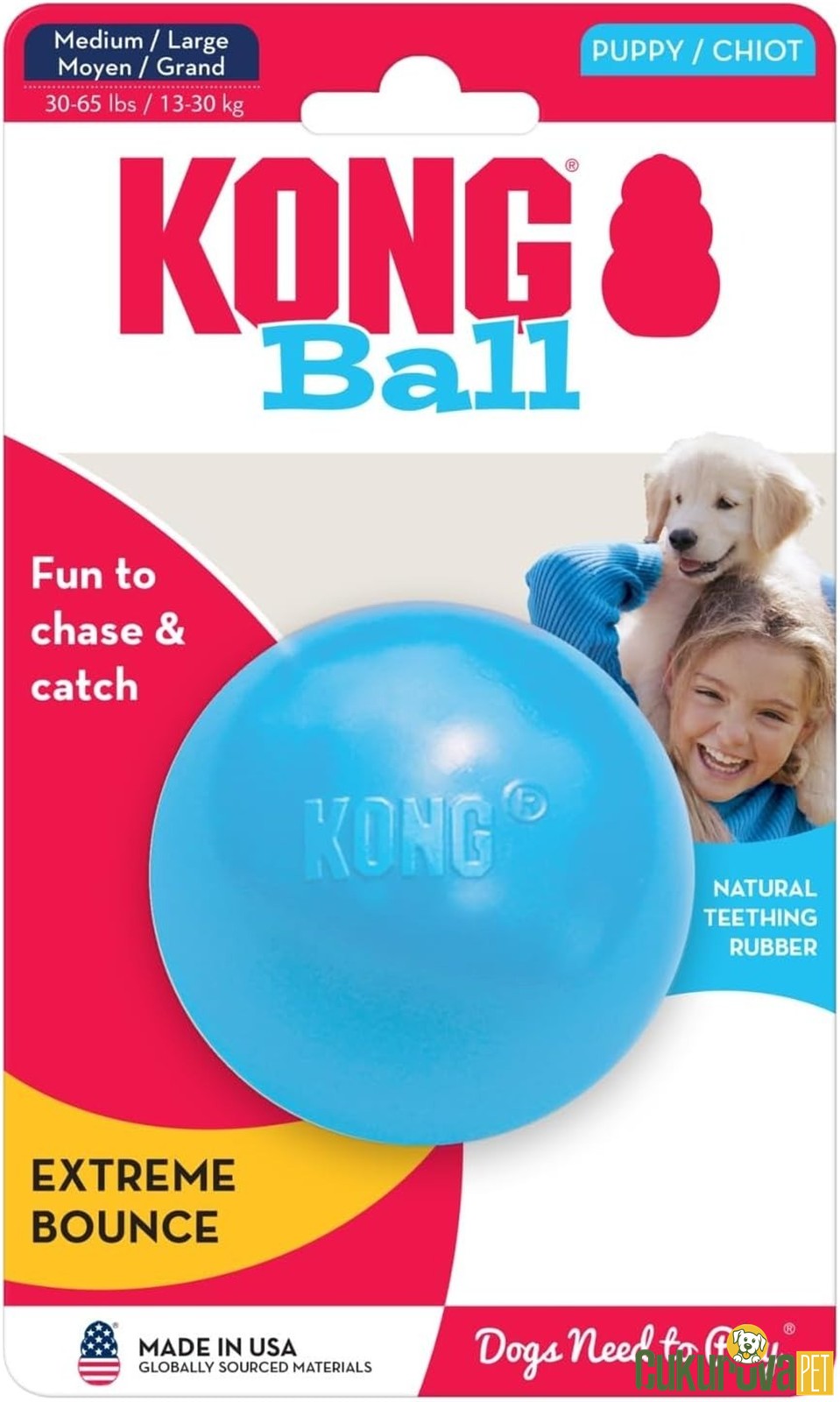 Kong Ball Delikli Top Köpek Oyuncağı M / L - 7.6 Cm