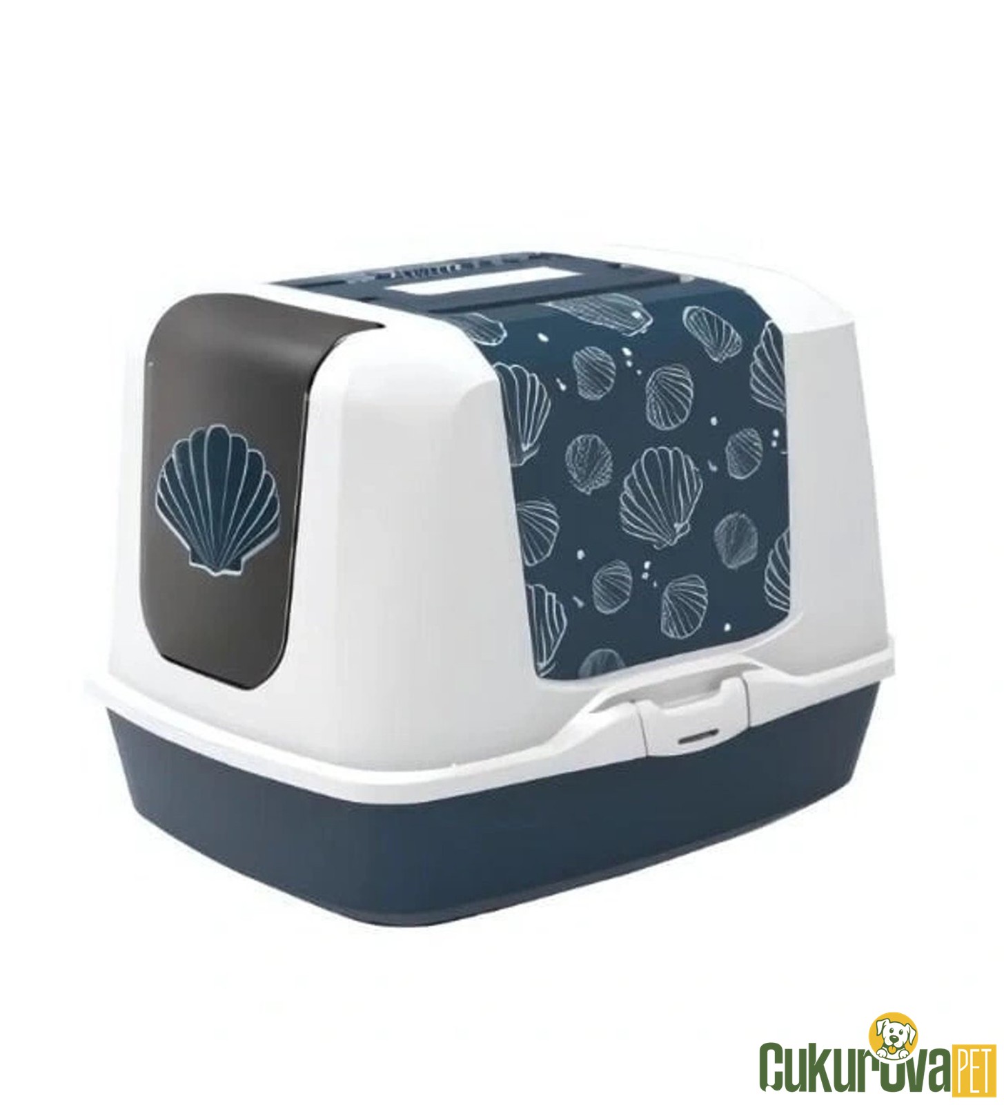 Moderna Trendy Midye Desenli Kapalı Kedi Tuvaleti 57 Cm