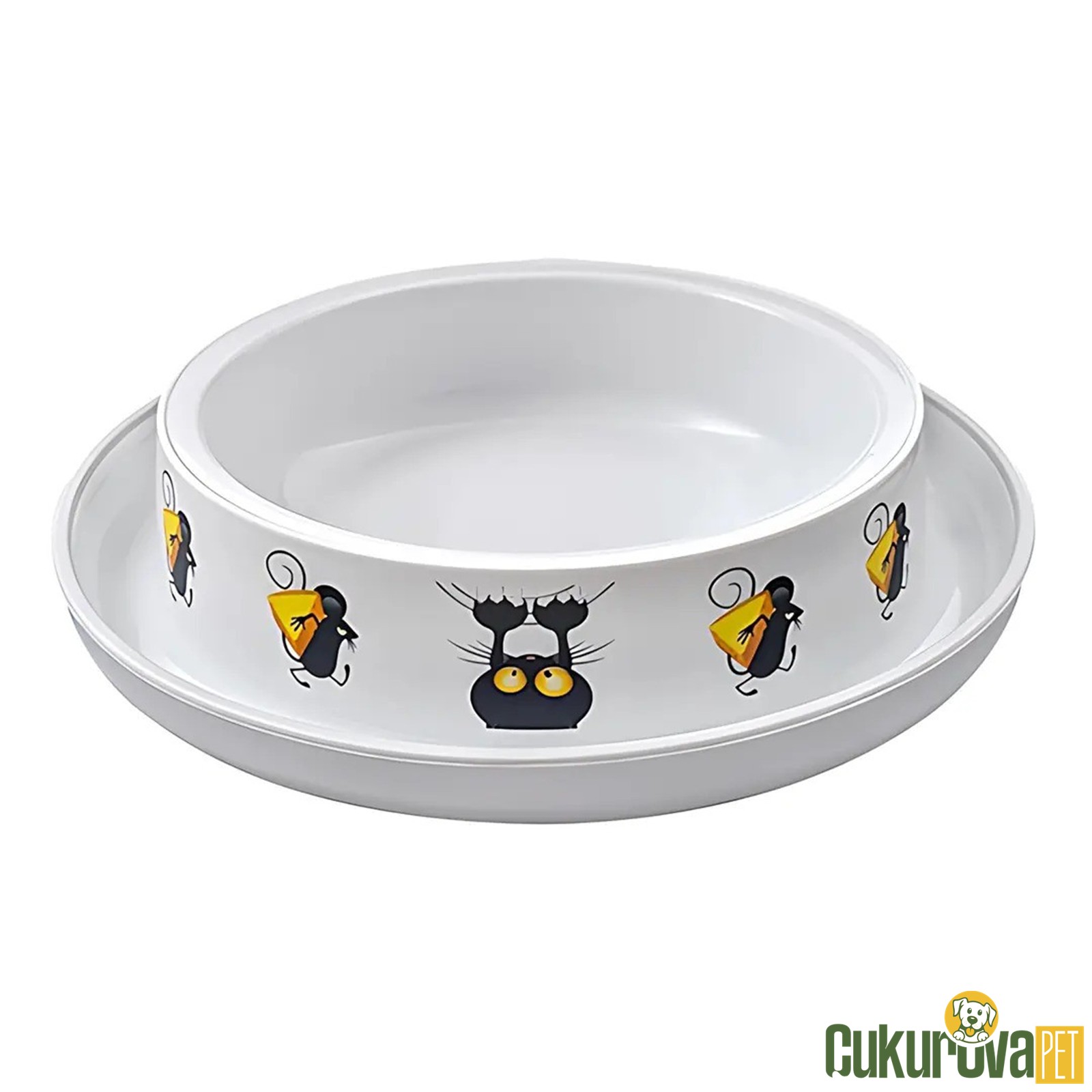 Moderna Trendy Kedi ve Fare Desenli Kedi Mama Kabı 210 Ml