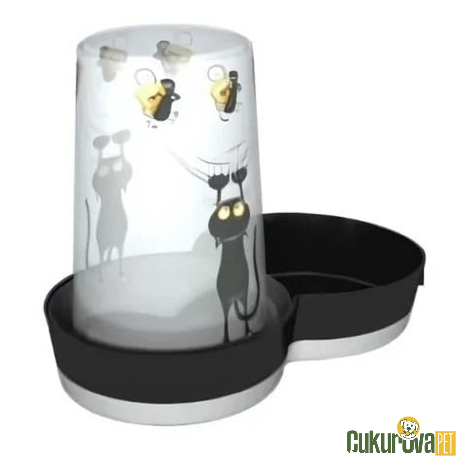 Moderna Trendy Kedi Ve Fare Desenli Hazneli Su Kabı 1.5 L