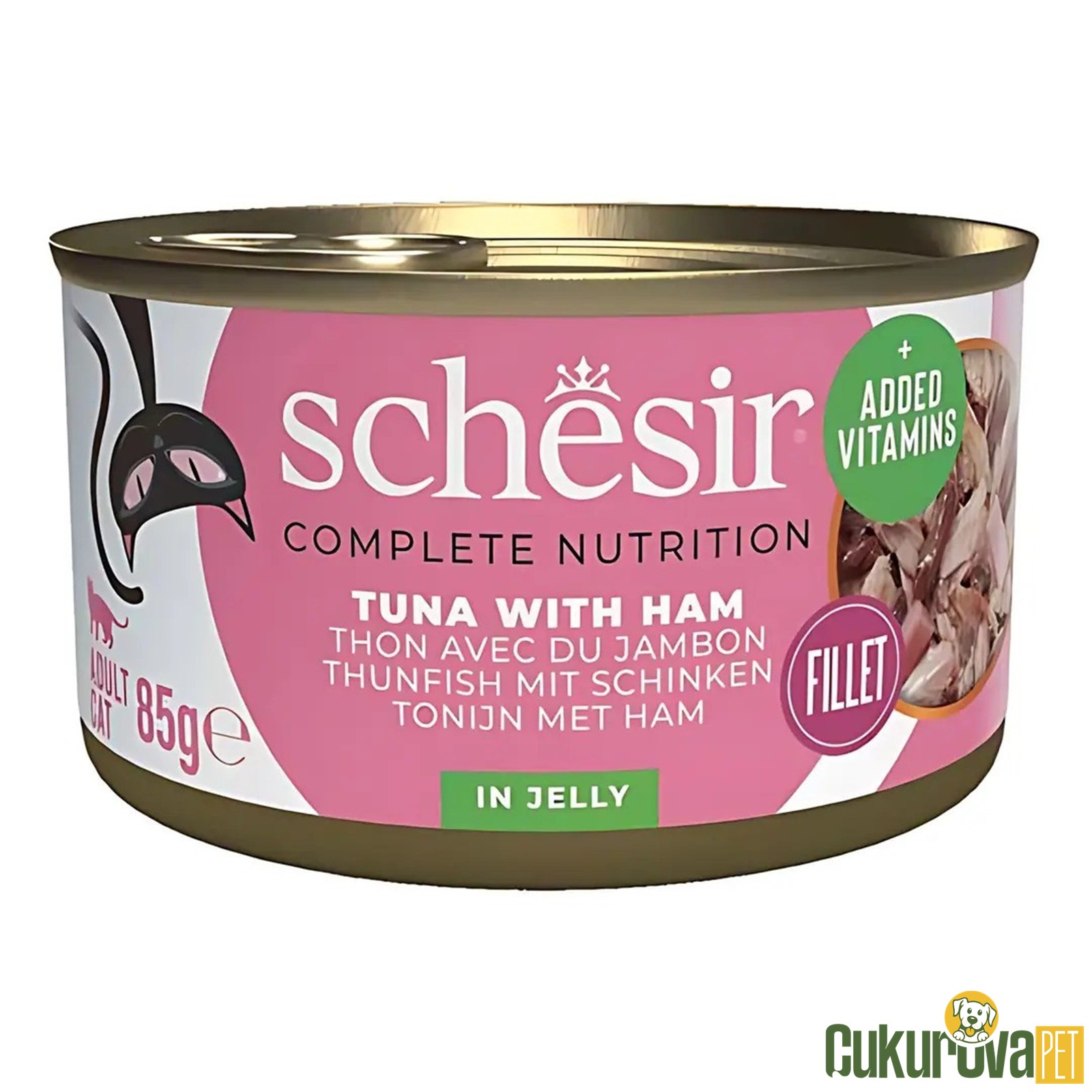 Schesir Jöleli Ton Balıklı Ve Jambonlu Yetişkin Kedi Yaş Maması 85 Gr