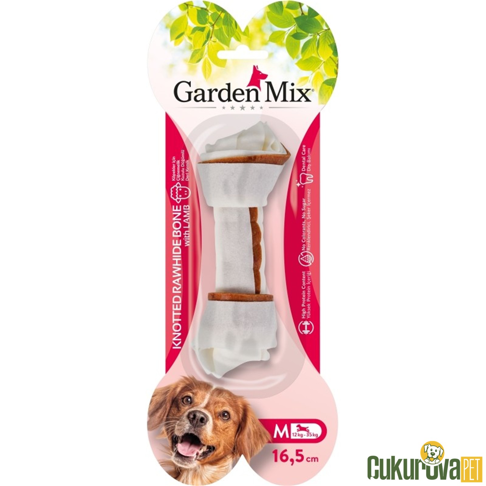 Garden Mix Gardex Mix Kuzulu Düğümlü Deri Kemik Köpek Ödülü 16,5cm M