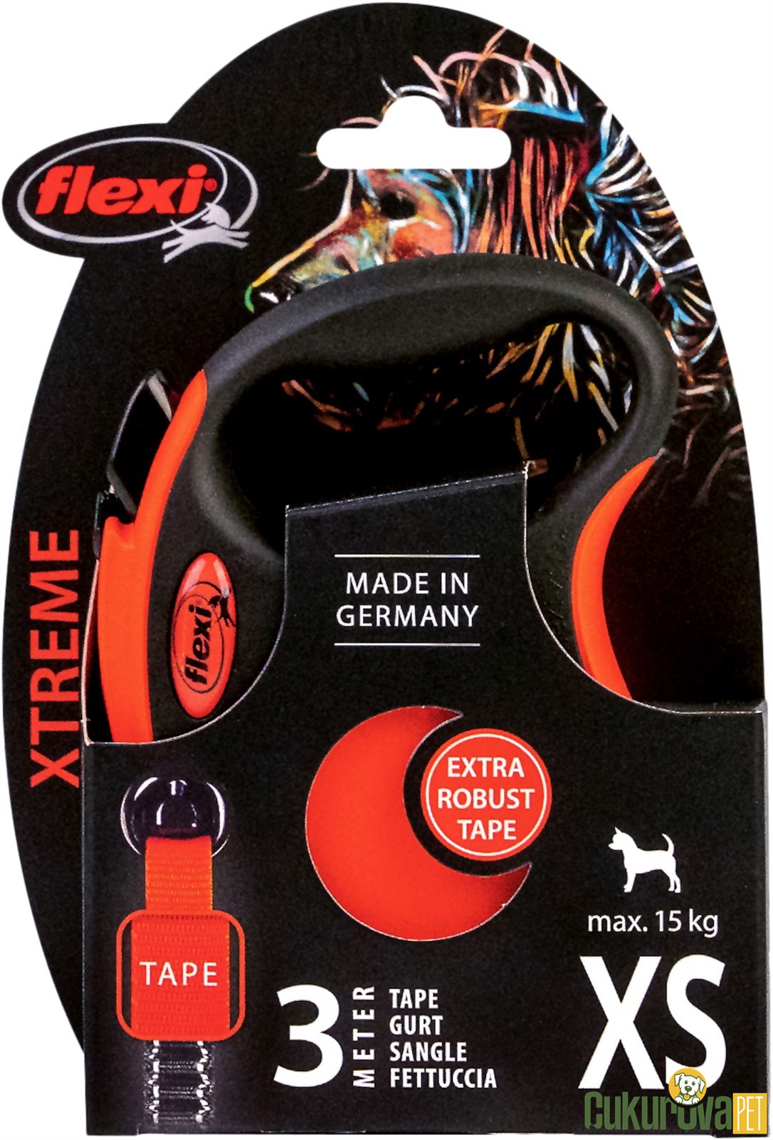 Flexi XTreme Şerit Otomatik Köpek Gezdirme Kayışı Kırmızı - Siyah / XS - 3 M