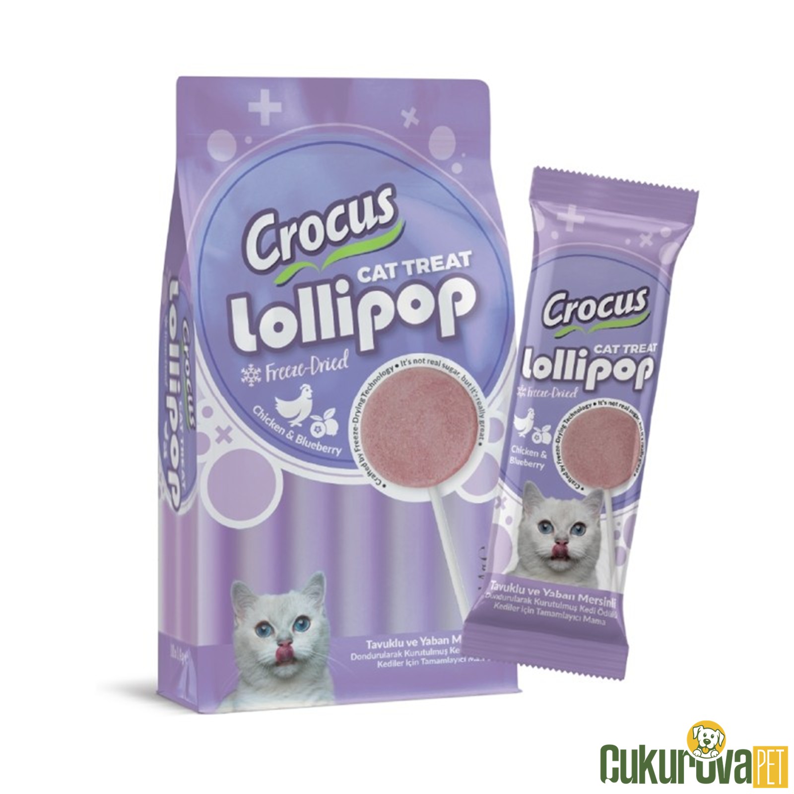 Crocus Tavuklu ve Yaban Mersinli Lolipop Kedi Ödül Maması 1.4 Gr