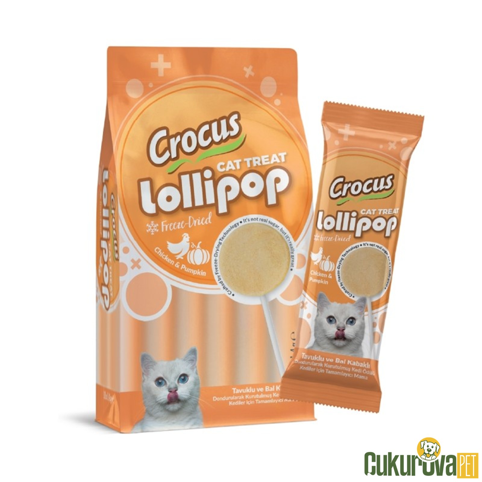 Crocus Tavuklu ve Balkabaklı Lolipop Kedi Ödül Maması 1.4 Gr
