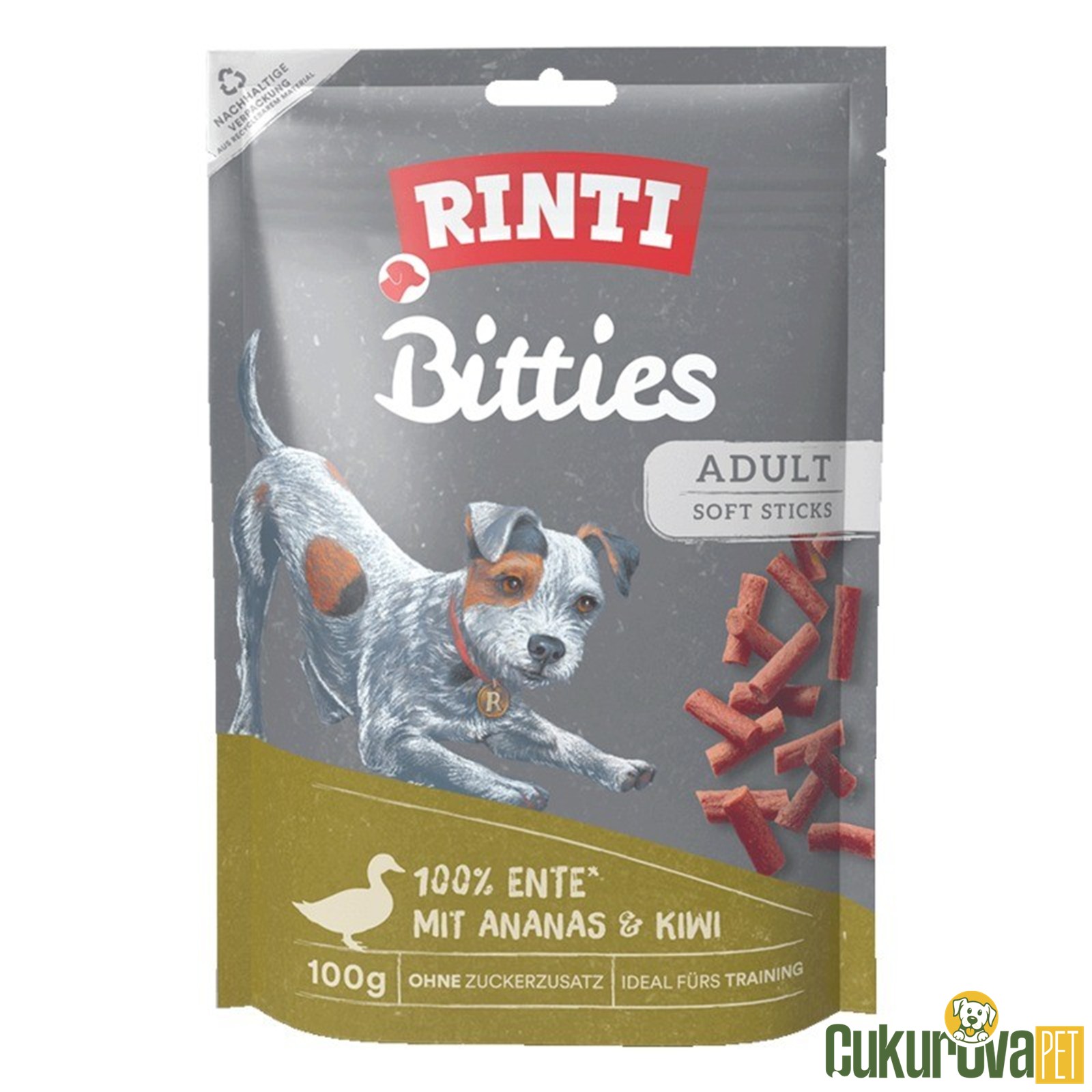 Rıntı Bitties Adult Ördekli, Ananaslı ve Kivili Köpek Ödül Maması 100 Gr