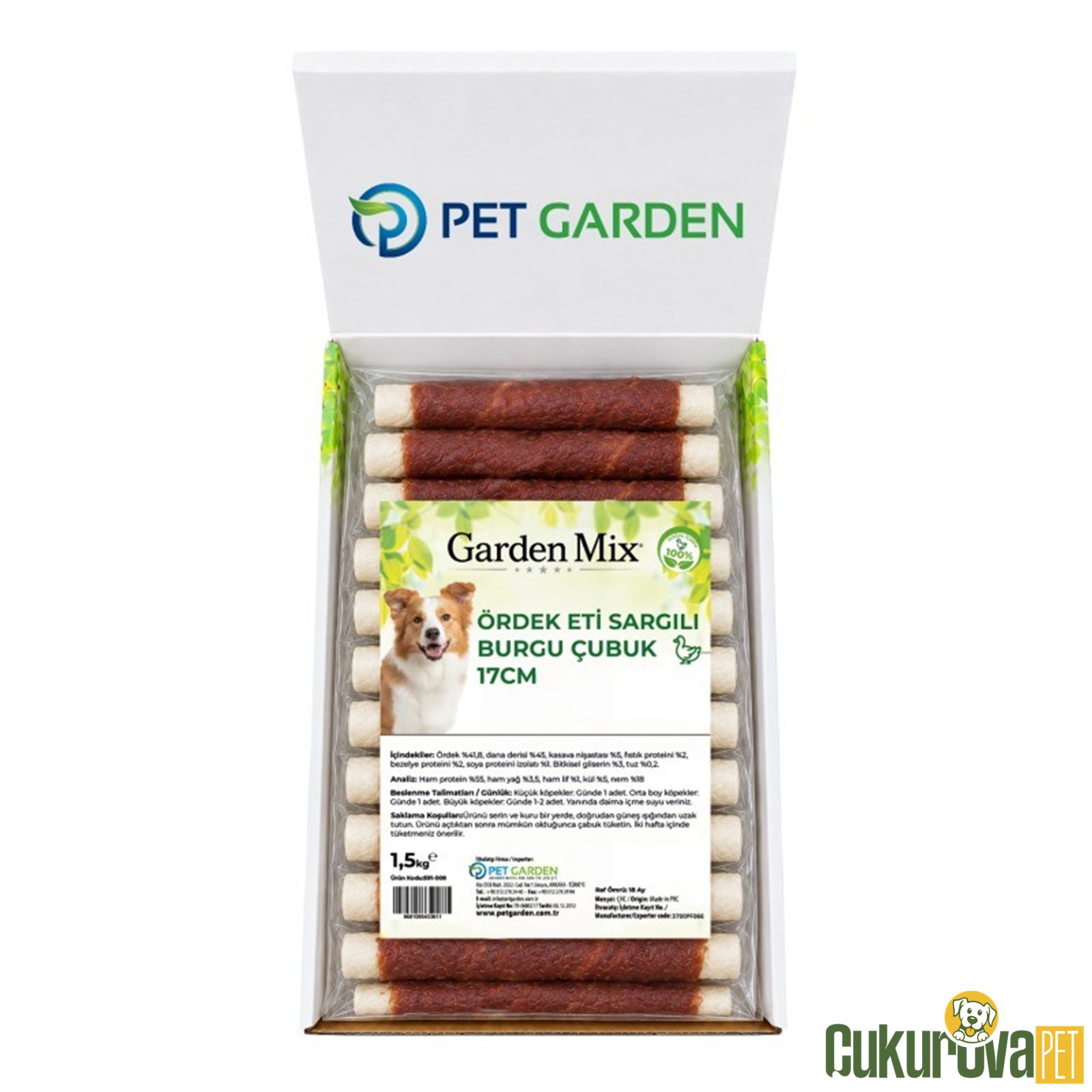 Gardenmix Ördek Eti Sargılı Burgu Köpek Ödül Kemiği 17 Cm - 1.5 Kg