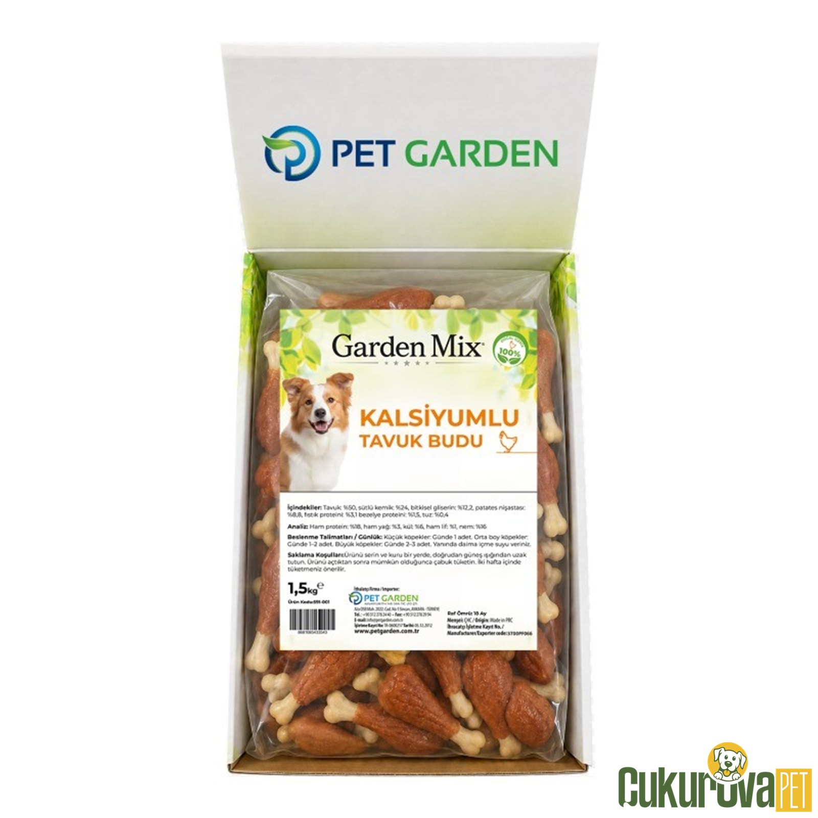 Gardenmix Kalsiyumlu Tavuk Budu Köpek Ödül Kemiği 1.5 Kg