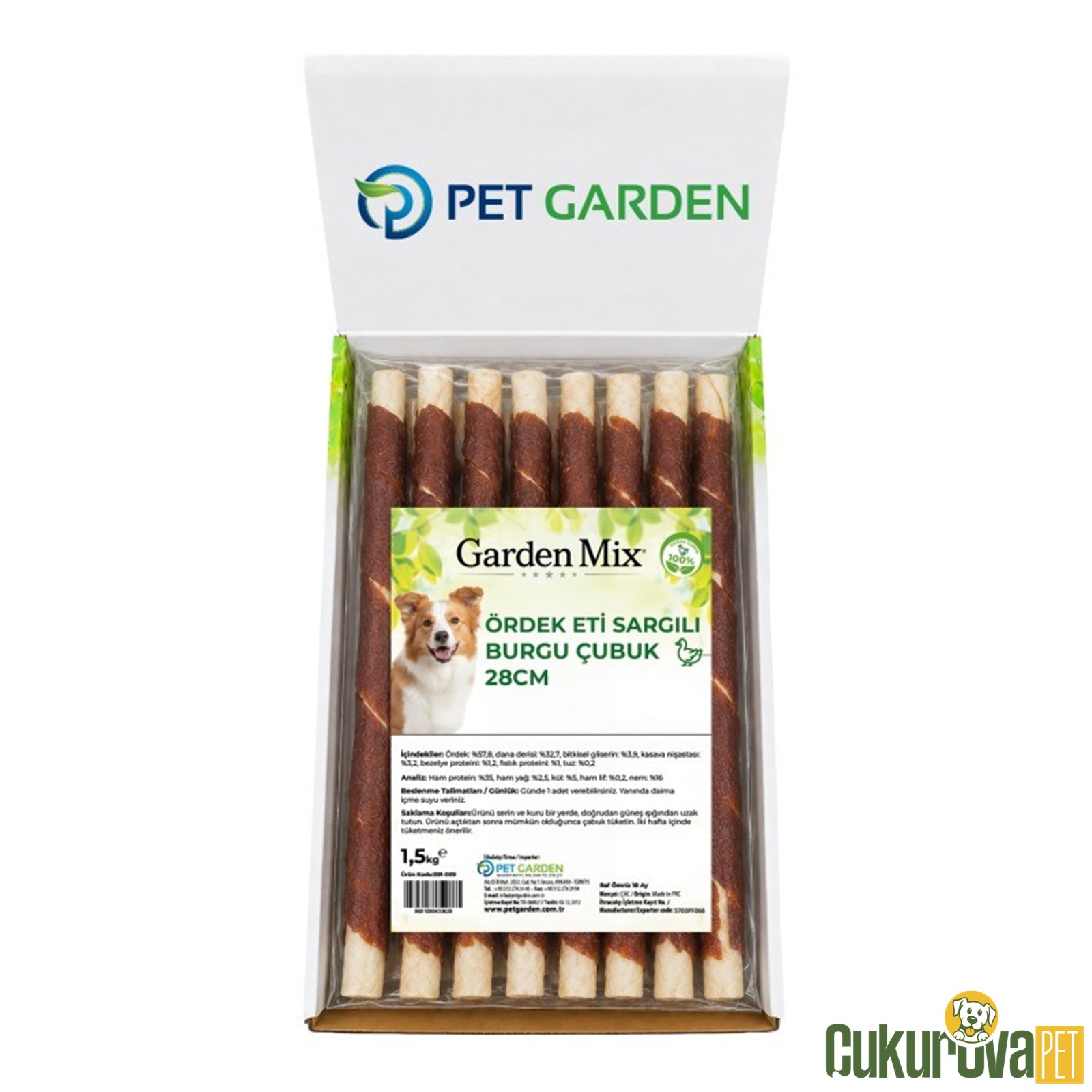 Gardenmix Ördek Eti Sargılı Burgu Köpek Ödül Kemiği 28 Cm - 1.5 Kg