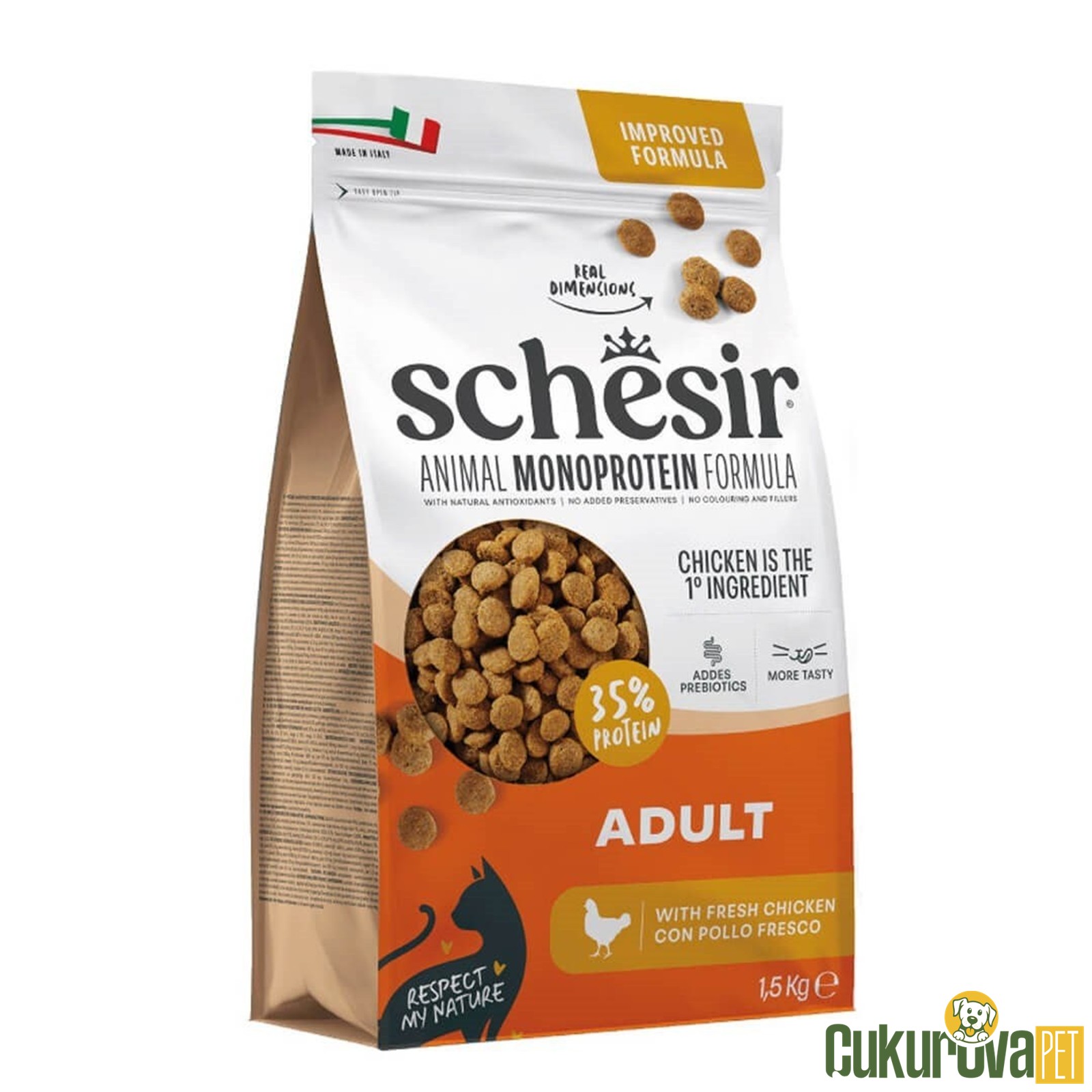 Schesir Monoprotein Tavuklu Yetişkin Kedi Maması 1.5 Kg