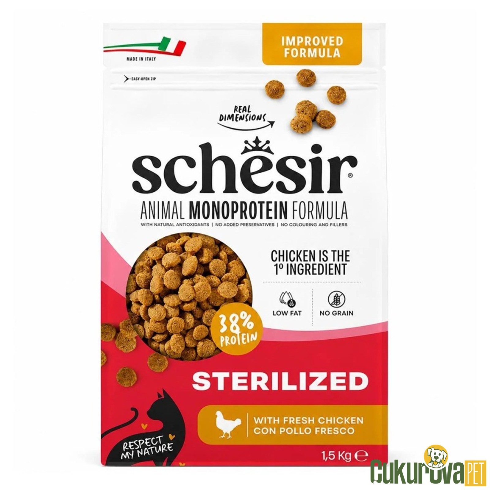 Schesir Monoprotein Sterilized Tavuklu Kısırlaştırılmış Kedi Maması 1.5 Kg