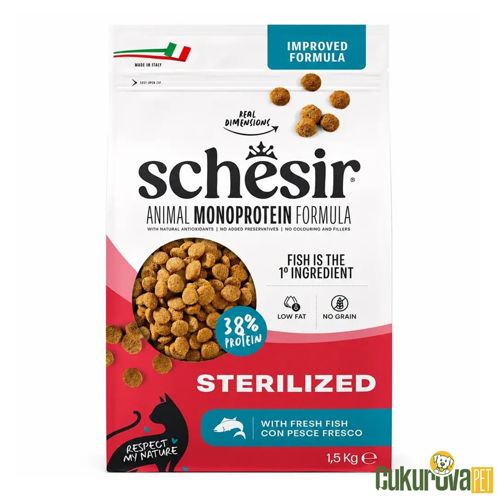 Schesir Monoprotein Sterilized Balıklı Kısırlaştırılmış Kedi Maması 1.5 Kg