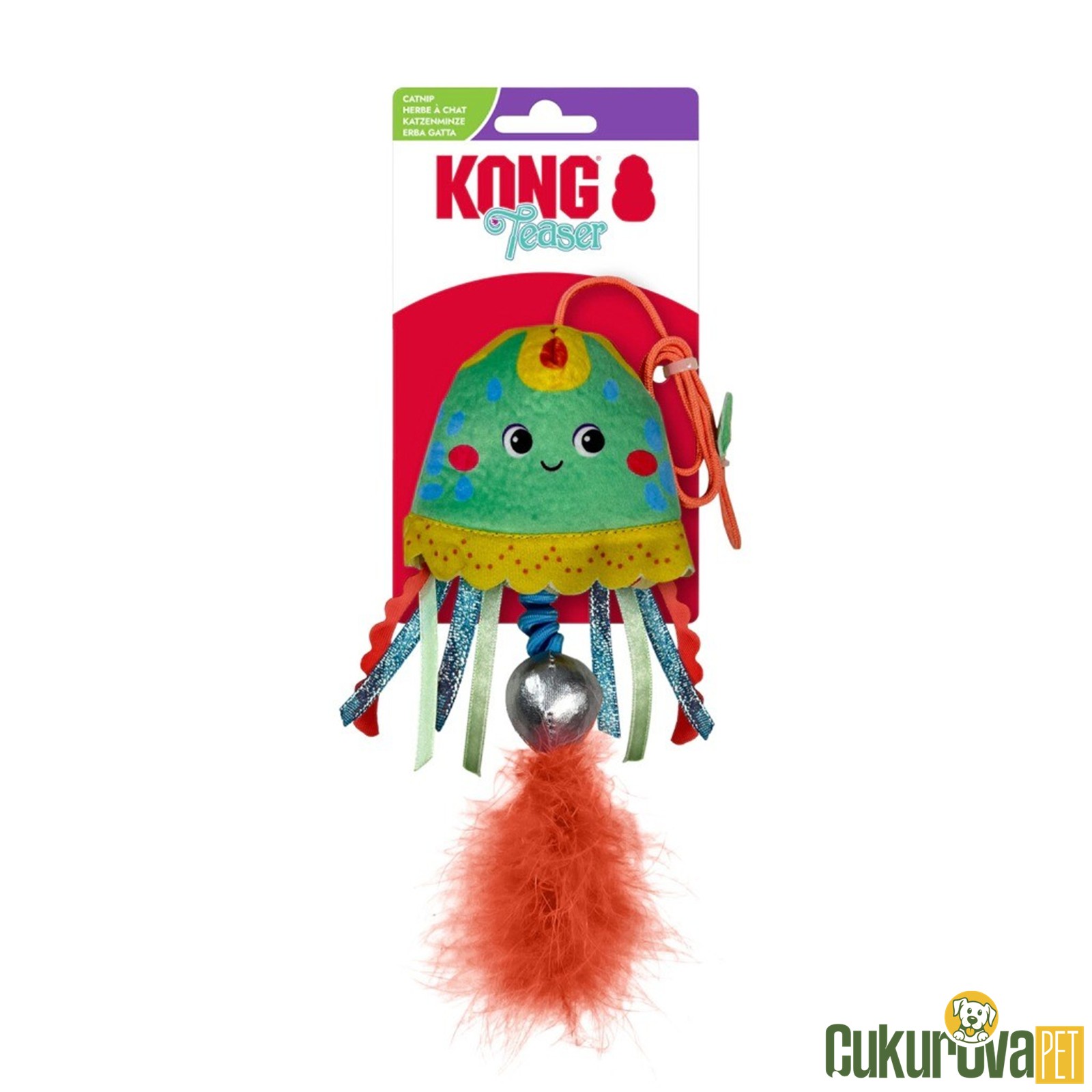 Kong Teaser Denizanası Catnipli Hışırtılı Peluş Kedi Oyuncağı Karışık Renkli - 19.7 x 2.5 x 8.9 Cm