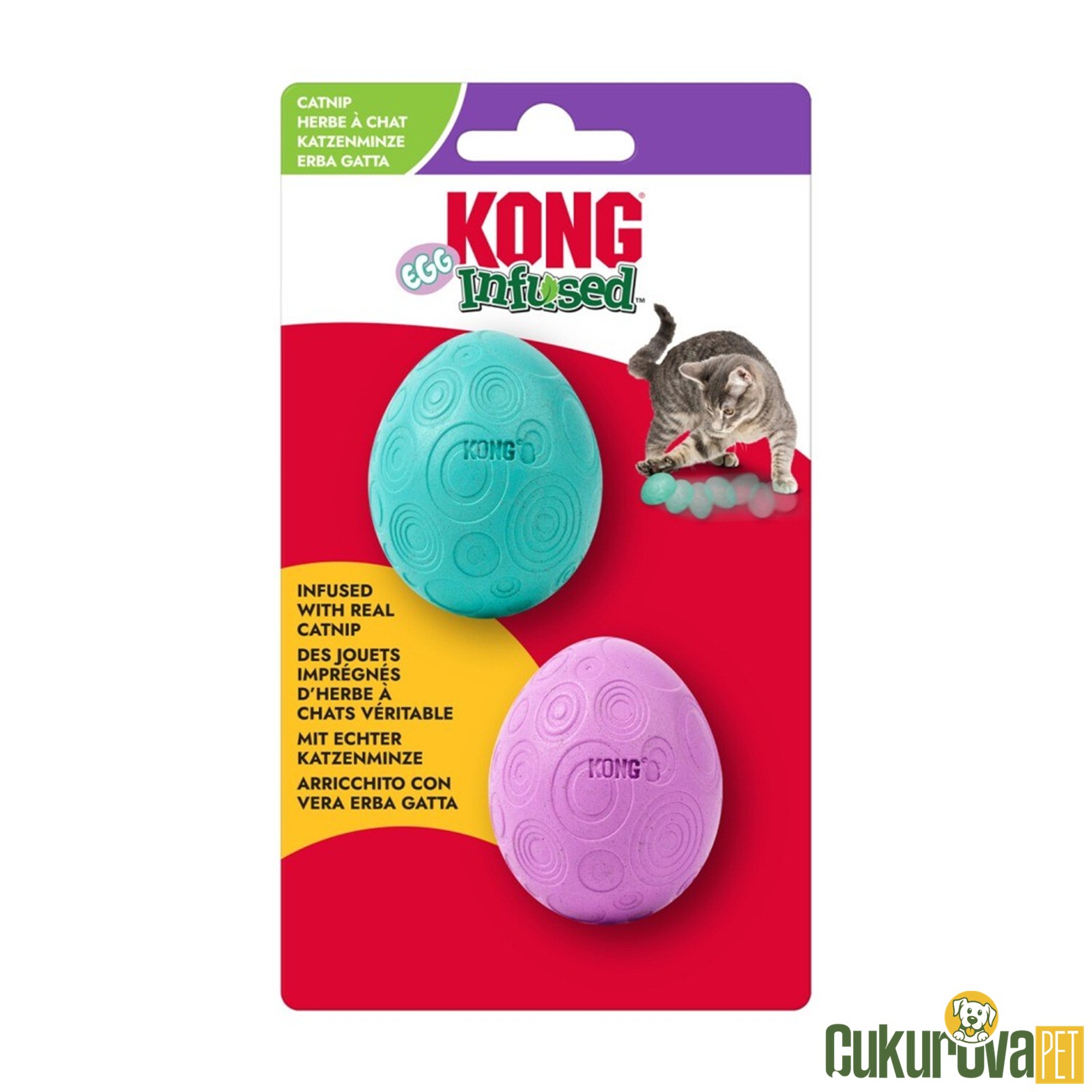 Kong Infused İnteraktif Yumurta Kedi Oyuncağı 3.8 x 3.8 x 5 Cm - 2 Adet