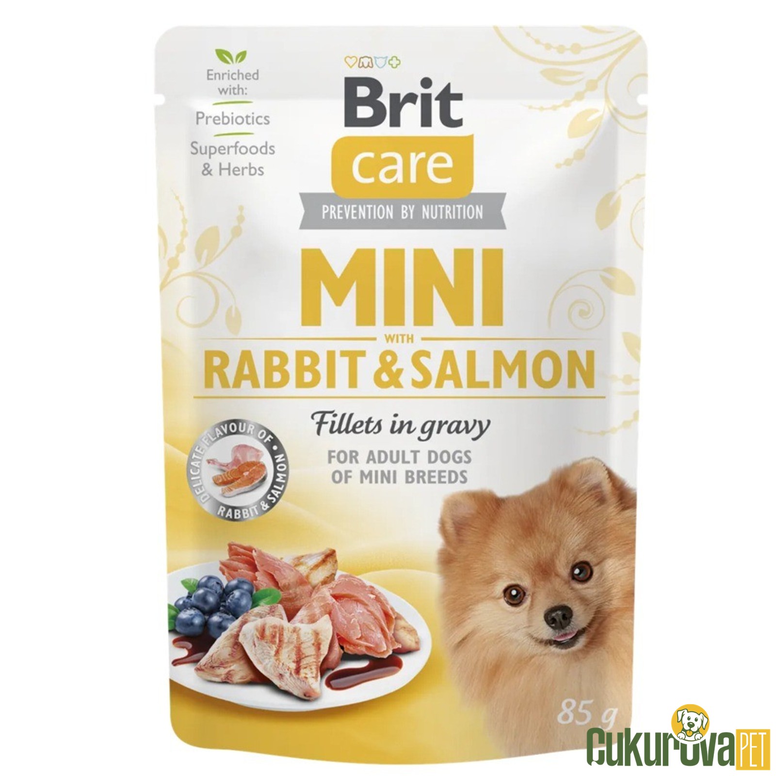 Brit Care Mini Tavşanlı ve Somonlu Soslu Yetişkin Köpek Yaş Maması 85 Gr
