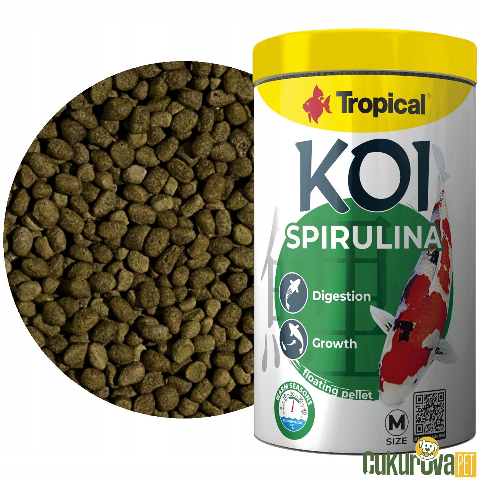 Tropical Koi Spirulina Pellet Size M 1000 Ml - 320 Gr