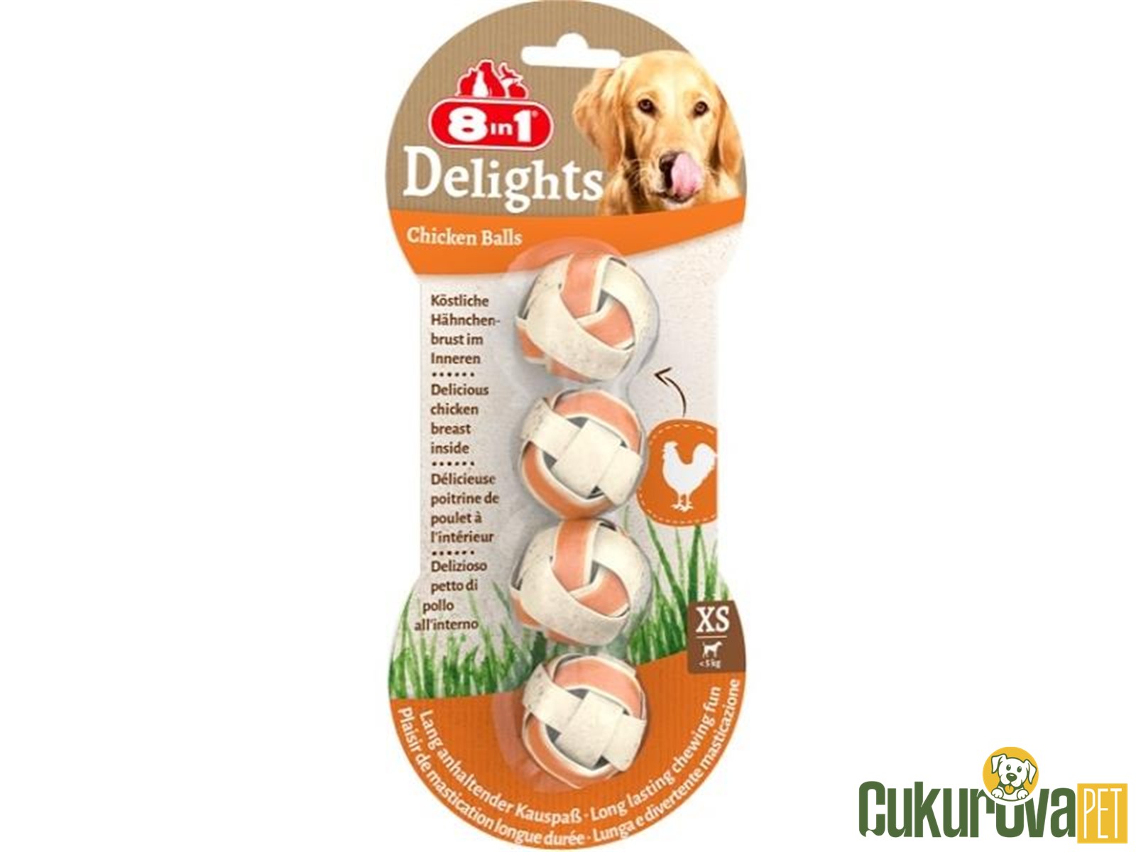 8 In 1 Delights Tavuklu Örme Top Köpek Kemi̇ği̇ S - 4 Adet
