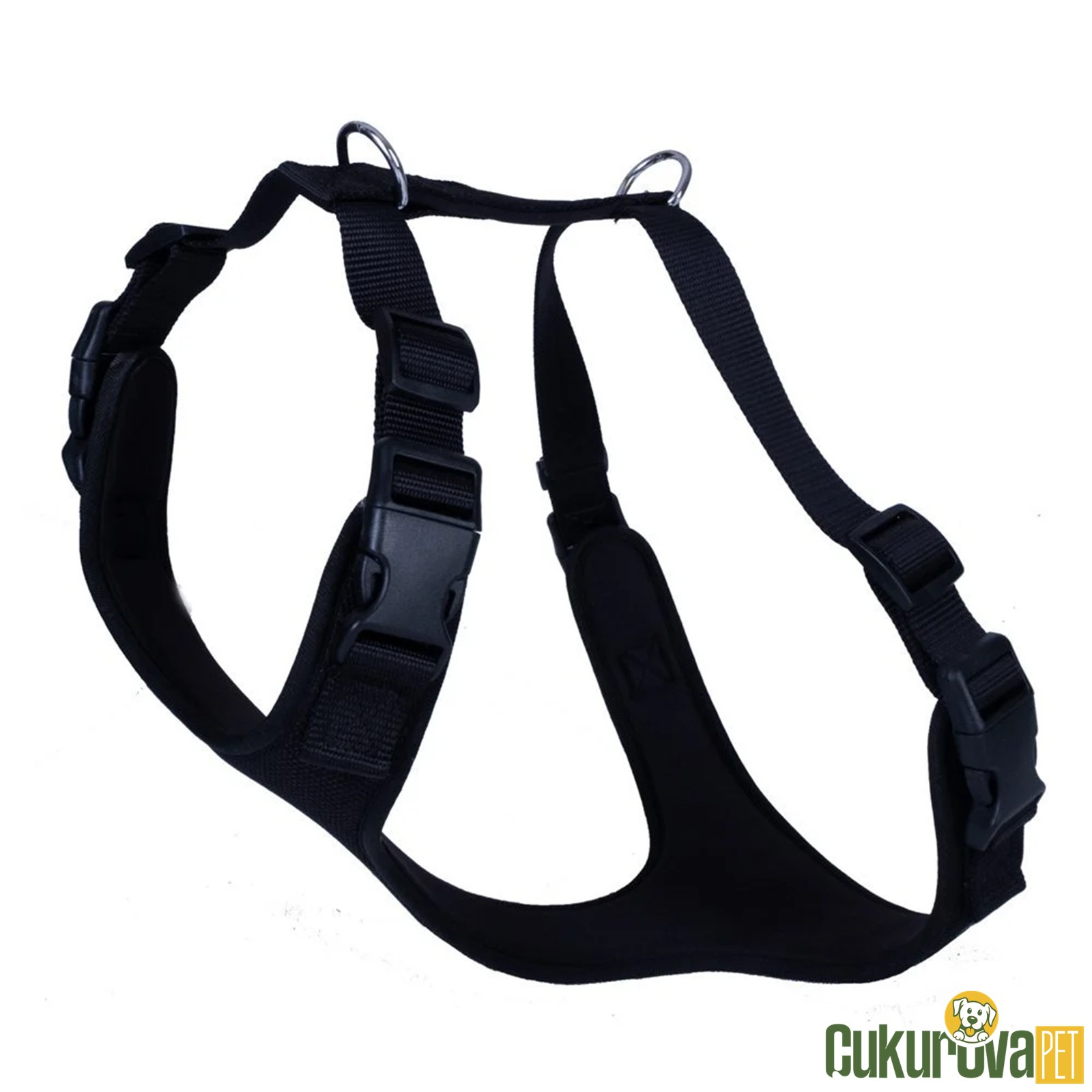 Doggie Havali Dokumadan El Yapımı Köpek Göğüs Tasması L - 2 x 55 - 65 Cm - Siyah