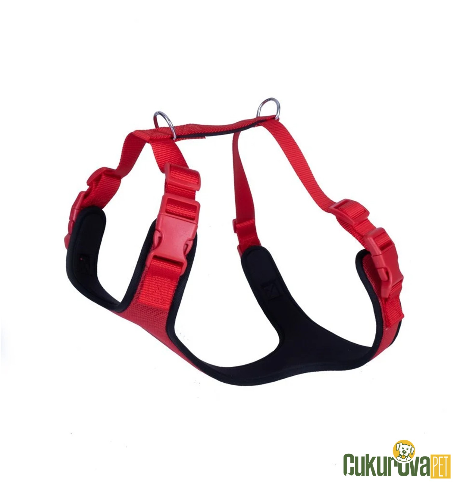 Doggie Havalı Dokumadan El Yapımı Köpek Göğüs Tasması L - 2 x 55 - 65 Cm - Kırmızı