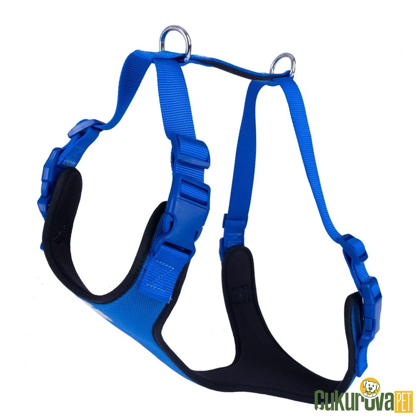 Doggie Havali Dokumadan El Yapımı Köpek Göğüs Tasması L - 2 x 55 - 65 Cm - Royal Blue