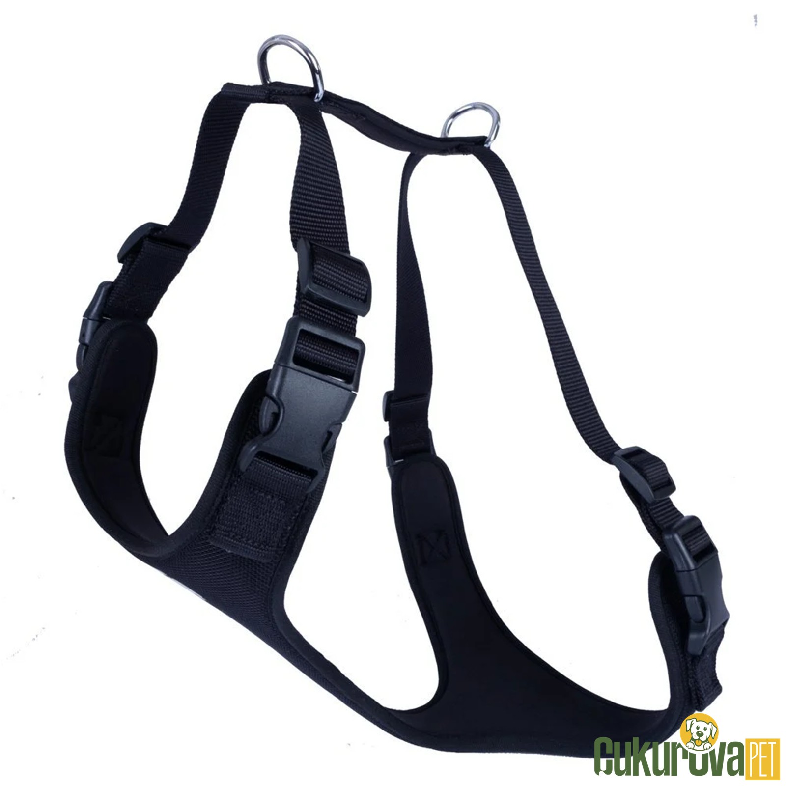 Doggie Havalı Dokumadan El Yapımı Köpek Göğüs Tasması 2.5 Xxl 70 - 80 Cm - Siyah