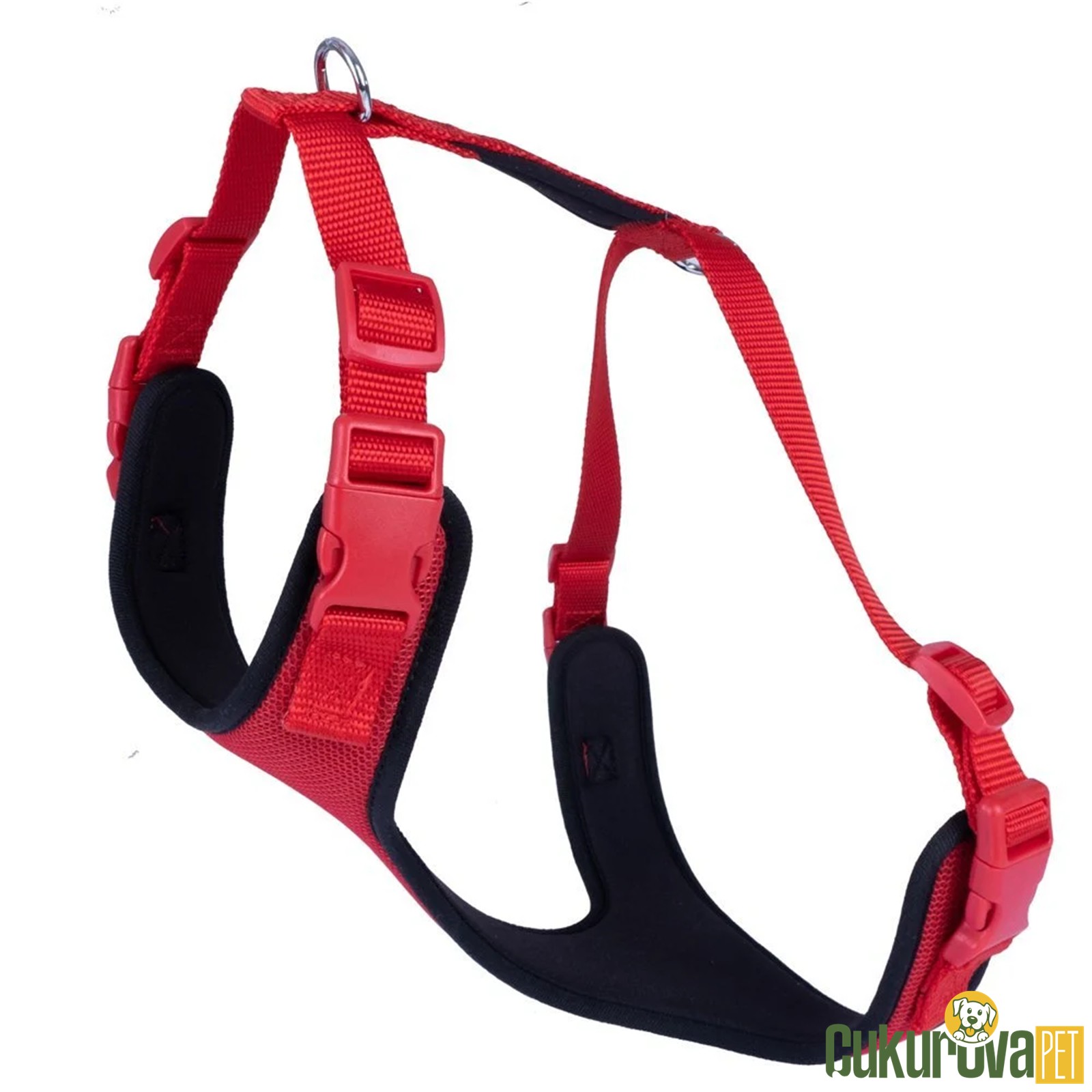 Doggie Havalı Dokumadan El Yapımı Köpek Göğüs Tasması Xl - 2.5 x 65 - 75 Cm - Kırmızı