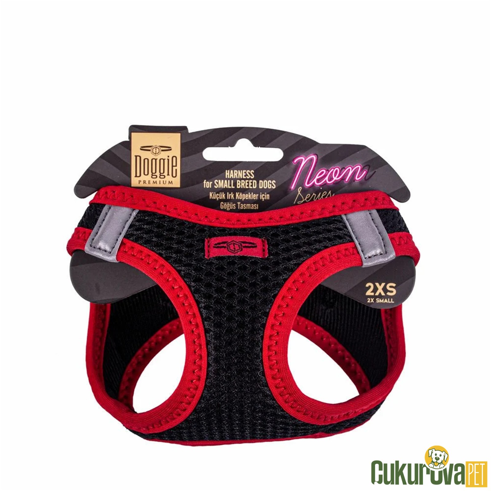 Doggie Havali Dokumadan Neon Serisi El Yapımı Küçük Irk Köpek Göğüs Tasması 2xs 26 - 30 Cm - Kırmızı