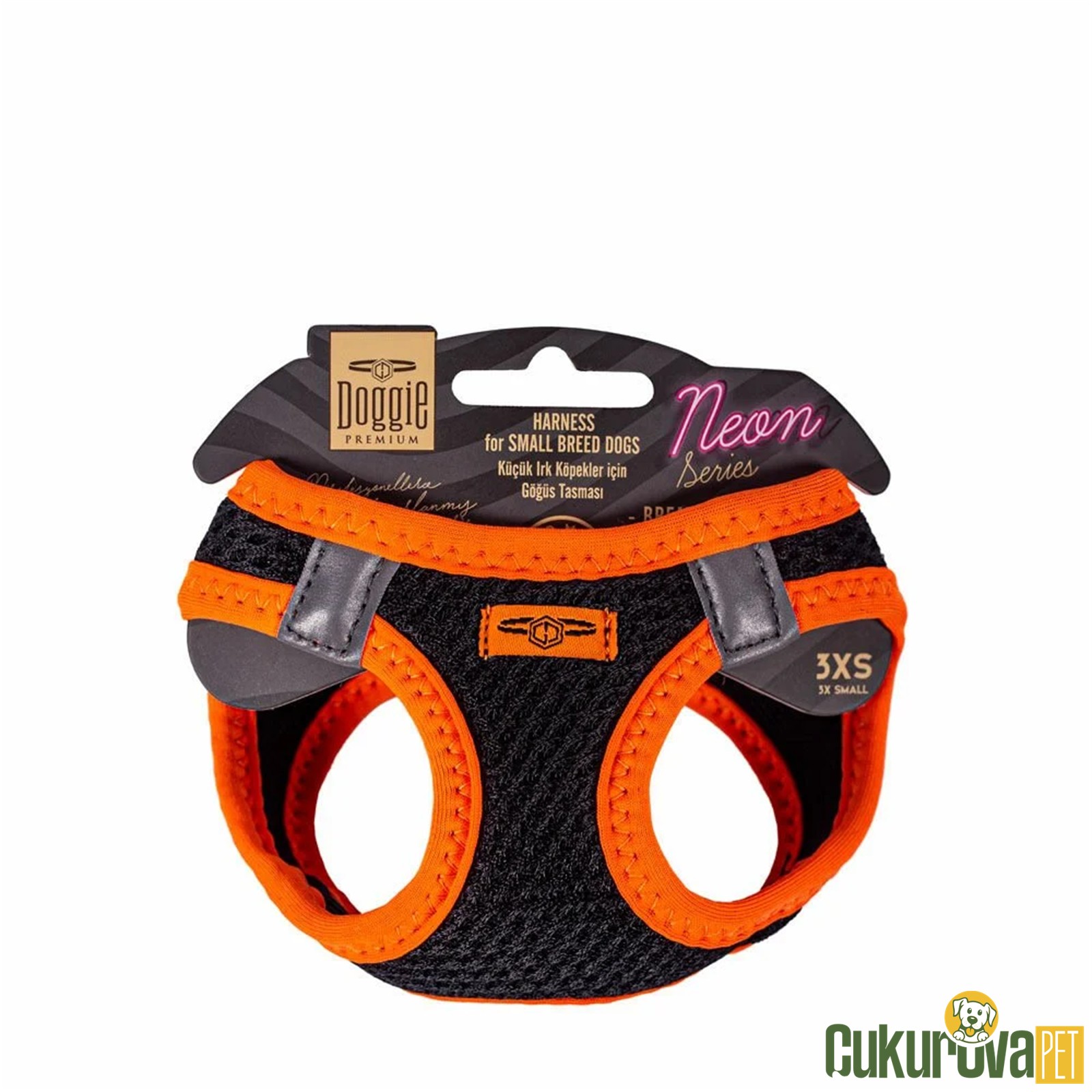 Doggie Havalı Dokumadan Neon Serisi El Yapımı Küçük Irk Köpek Göğüs Tasması 3xs 22 - 26 Cm - Turuncu