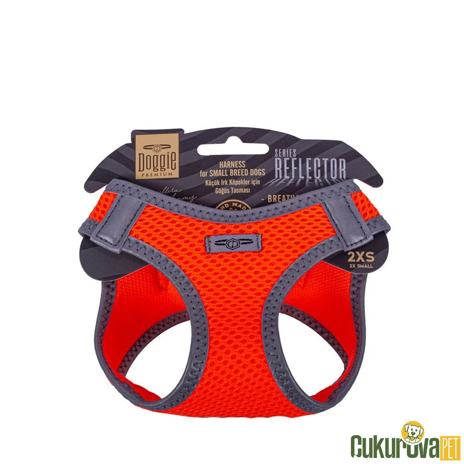 Doggie Havalı Dokumadan Reflektör Seri̇si̇ El Yapımı Küçük Irk Köpek Göğüs Tasması 2xs 26 - 30 Cm - Turuncu