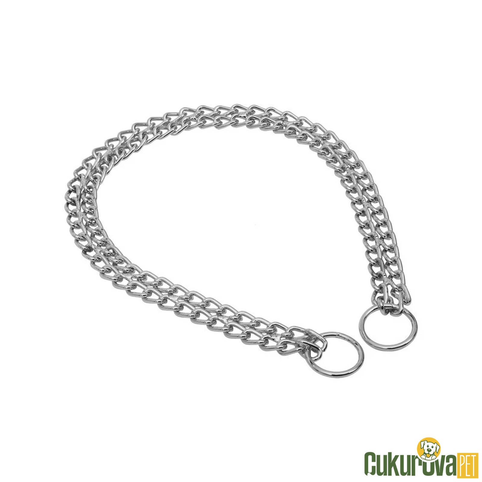 Doggie Eğitim Serisi Çift Boğma Zincirli Köpek Boyun Tasması M - 2.5 x 50 - 50 Cm - Krom
