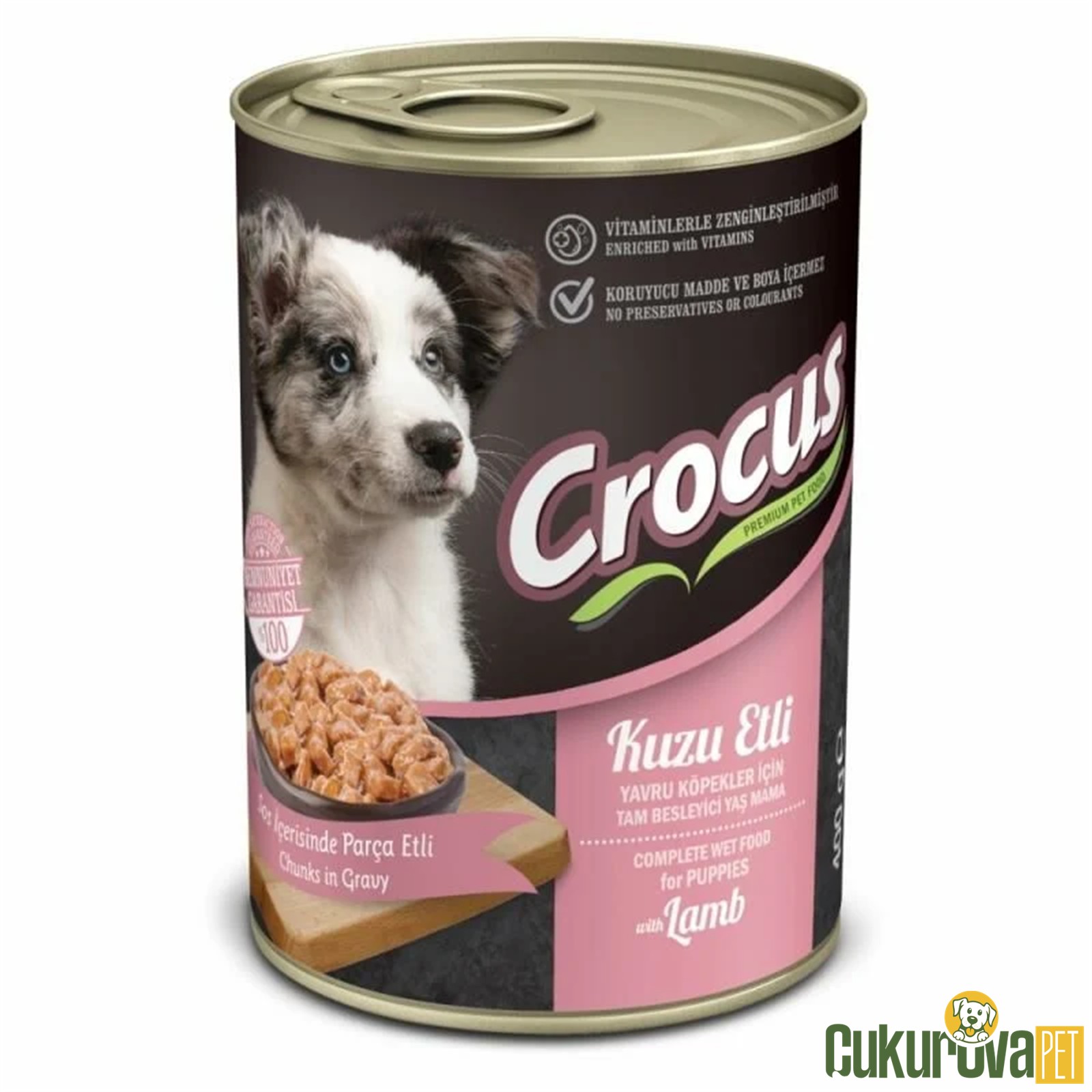 Crocus Sos İçinde Parça Kuzu Etli Yavru Köpek Konservesi 400 Gr