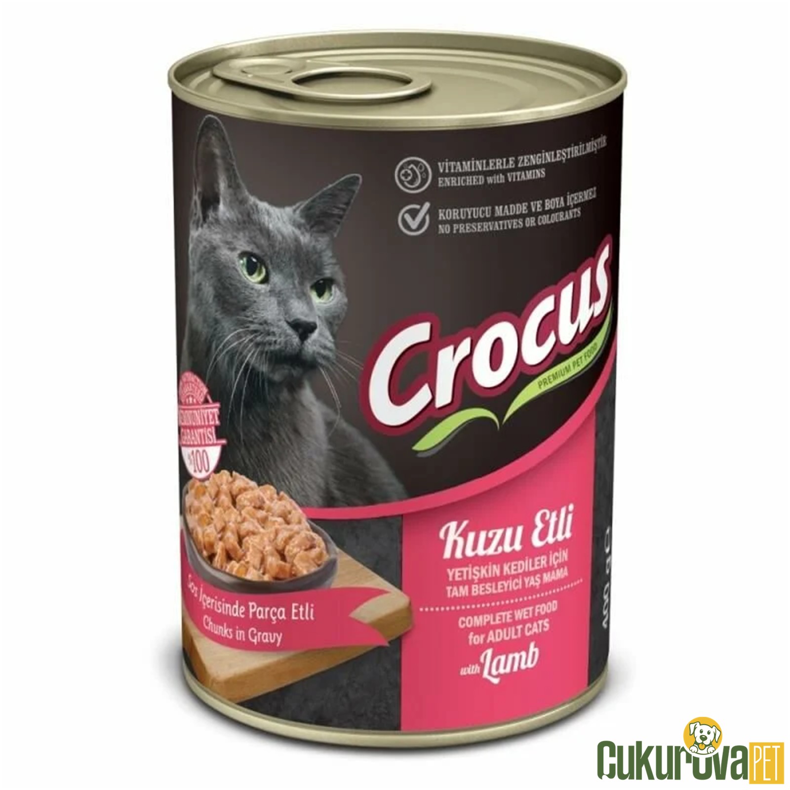 Crocus Sos İçinde Parça Kuzu Etli Yetişkin Kedi Konservesi 400 Gr