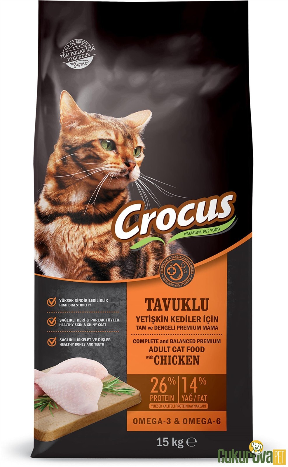 Crocus Adult Tavuk Etli Ve Pi̇ri̇nçli Yetişki̇n Kedi Maması 15 Kg