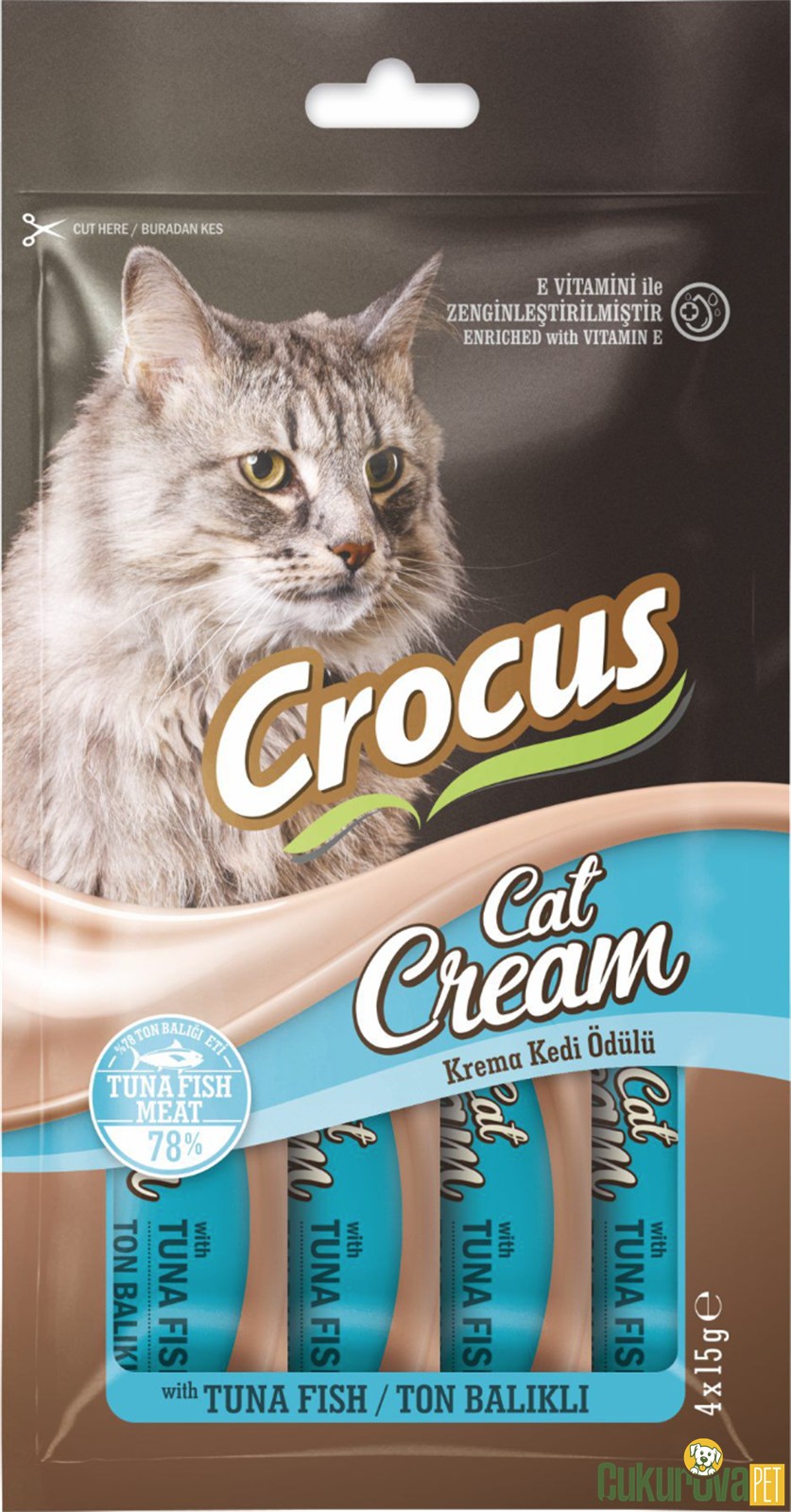 Crocus Ton Balıklı Krema Ek Besi̇n Takvi̇yesi̇ Kedi̇ Ödülü 4 x 15 Gr