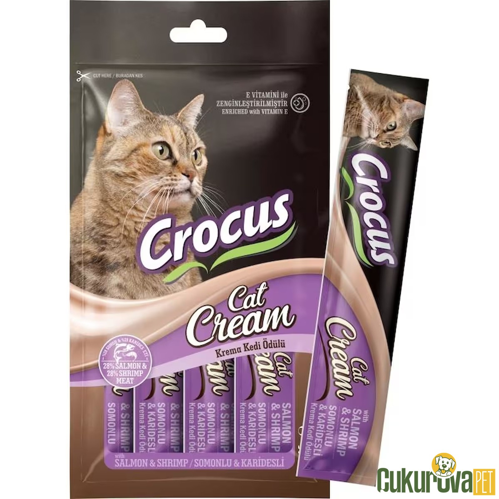 Crocus Somonlu Ve Kari̇desli̇ Krema Ek Besi̇n Takvi̇yesi̇ Kedi̇ Ödülü 4 x 15 Gr