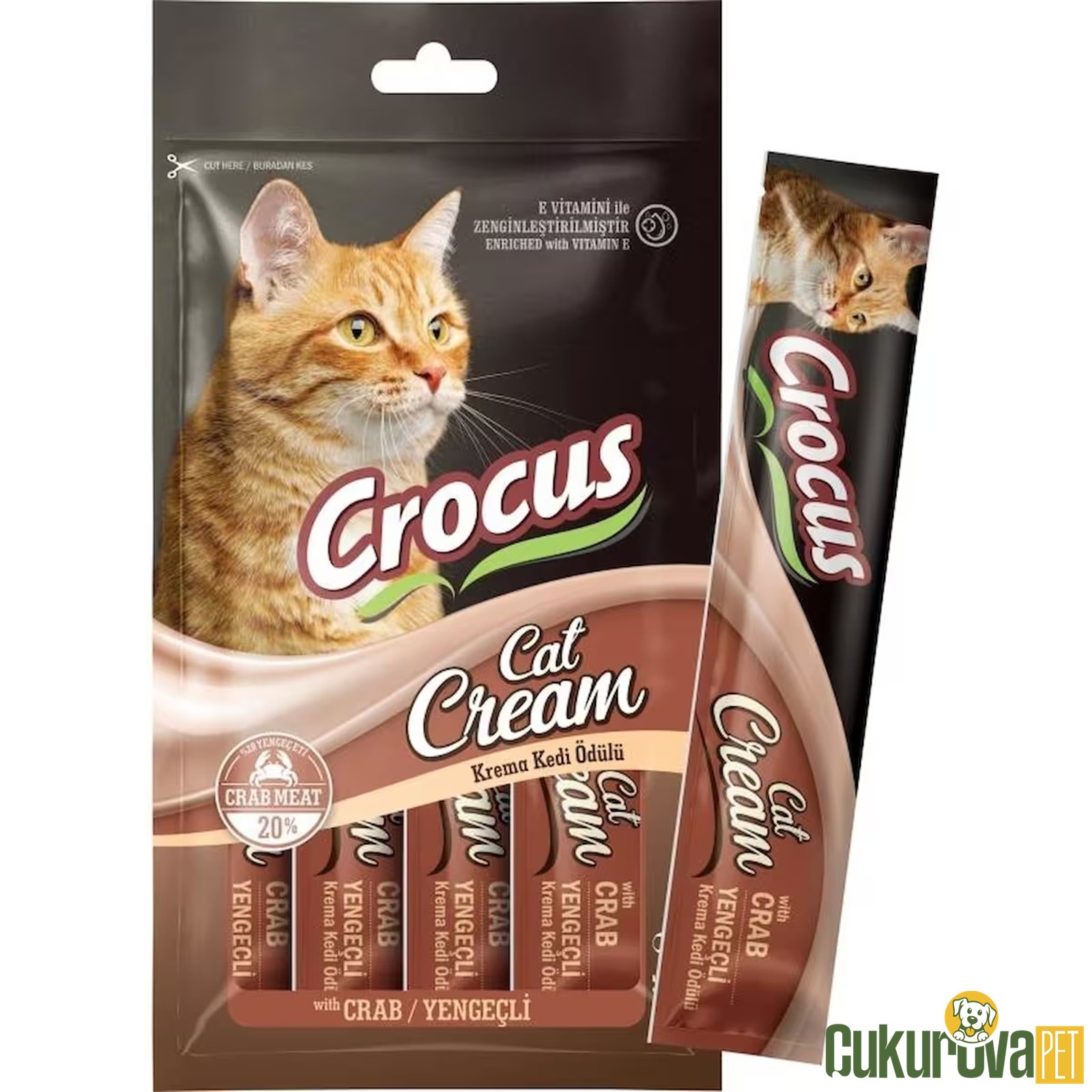 Crocus Yengeçli̇ Krema Ek Besi̇n Takvi̇yesi̇ Kedi̇ Ödülü 4 x 15 Gr