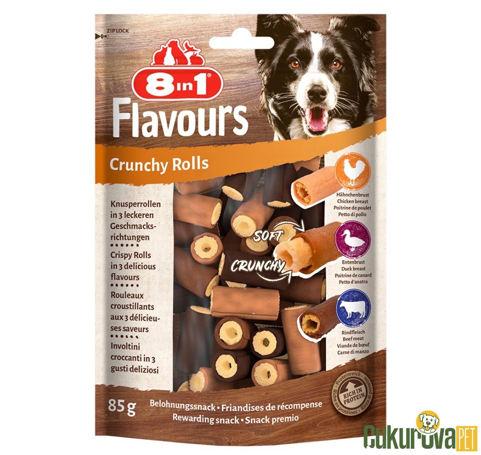 8 In 1 Flavours Crunchy Rolls Kıtır Köpek Ödülü 85 Gr
