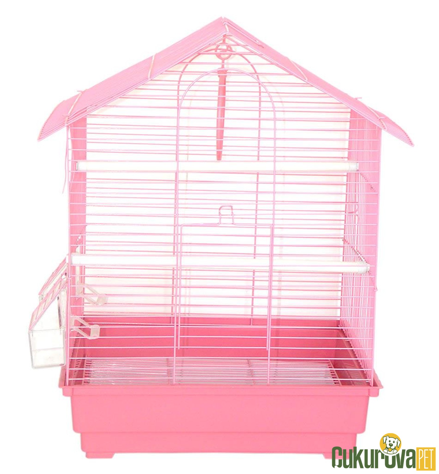 Dayang İki Kapılı Çatılı Muhabbet Kuşu Kafesi Renkli 35 x 28 x 46 Cm